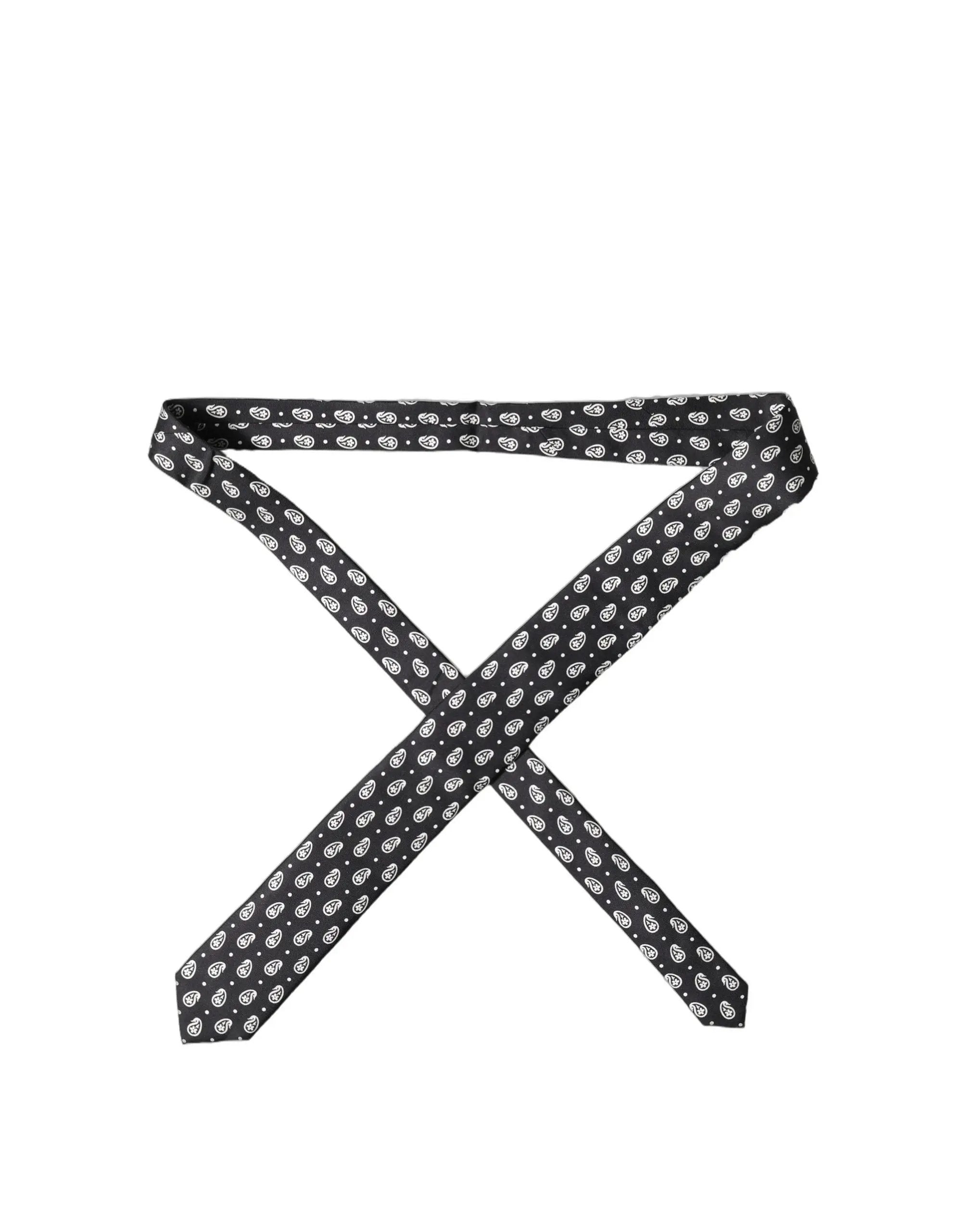 Cravate homme Dolce & Gabbana noire en soie 100% avec motif cachemire, ajustable et à nouer