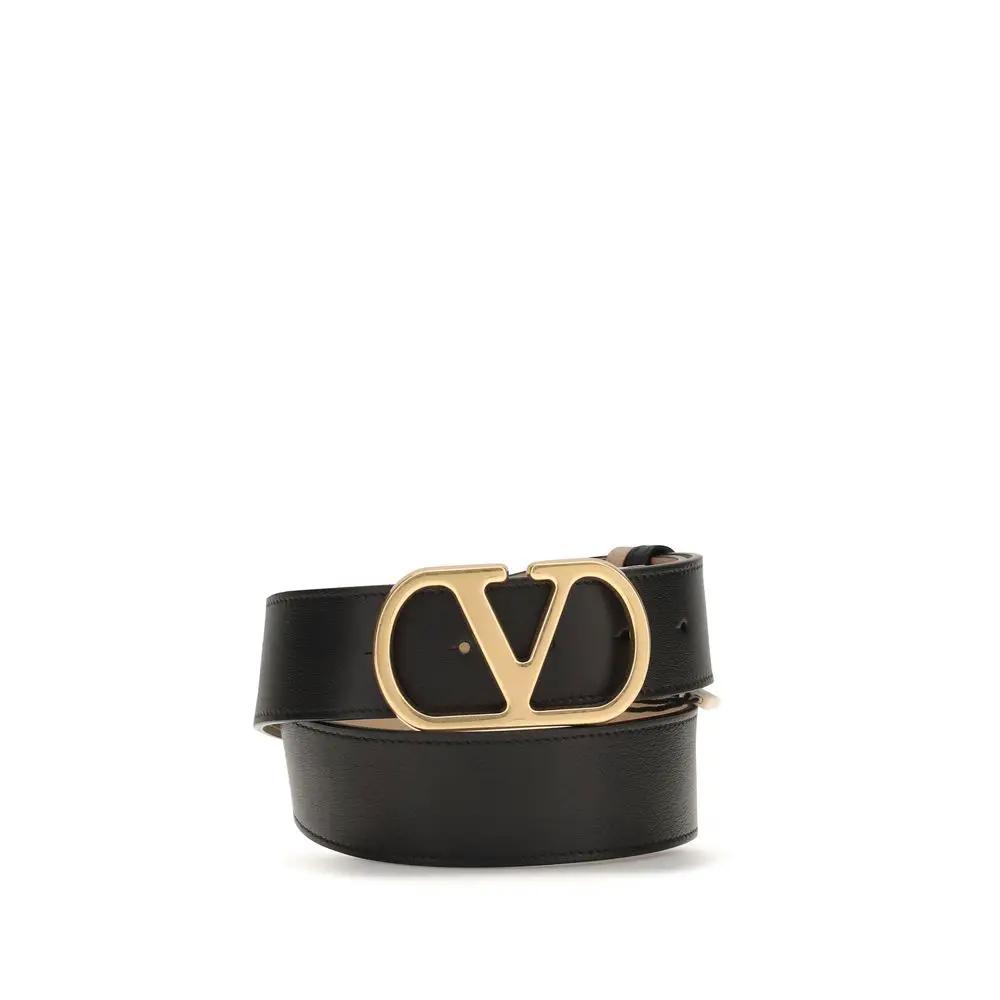 Valentino Garavani Black Calf Leather Bos Taurus Belt