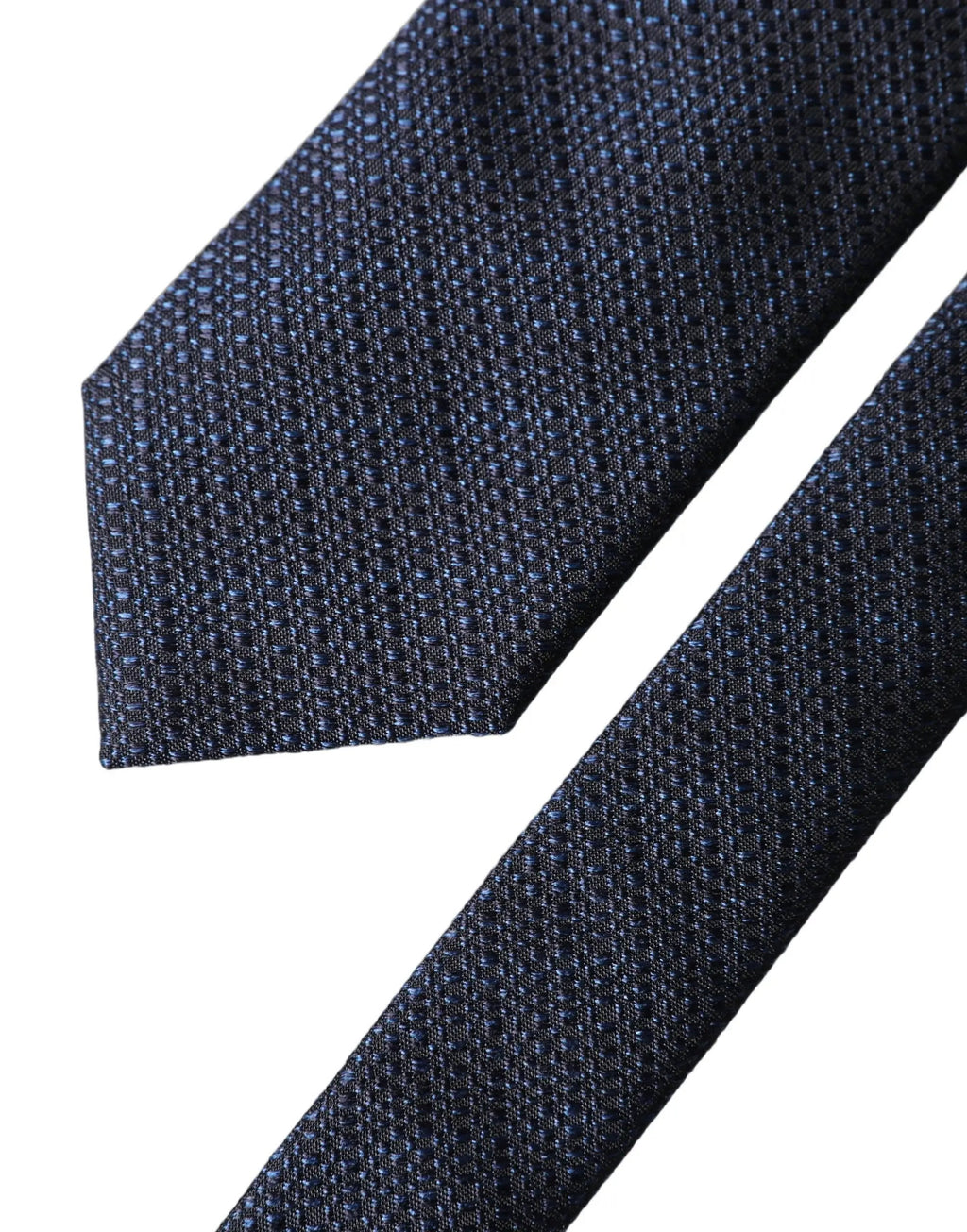 Dolce & Gabbana Navy Blue Textured Silk Adjustable Men Tied Necktie Tie