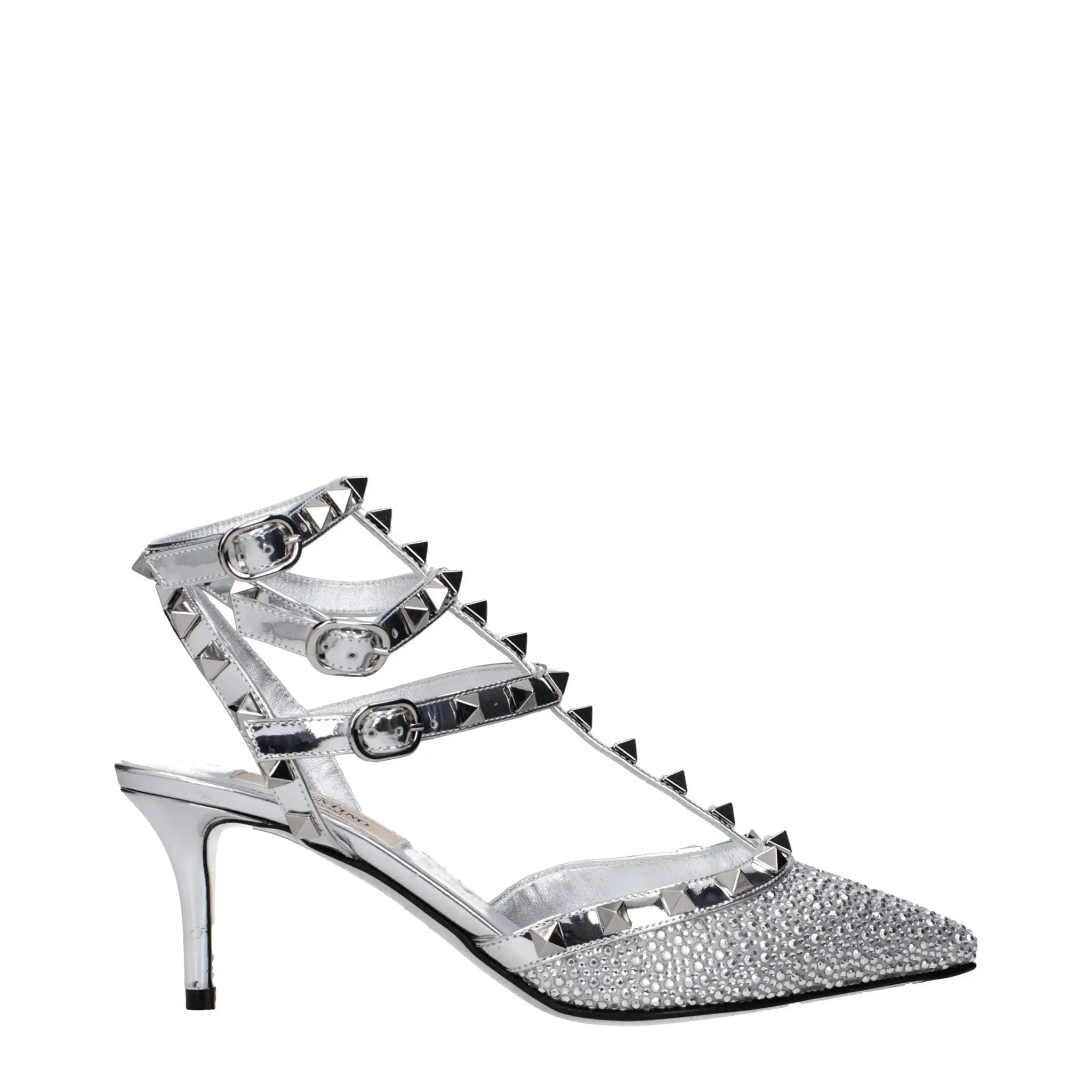 Valentino Garavani Gray Leather Stiletto Heel Sandals