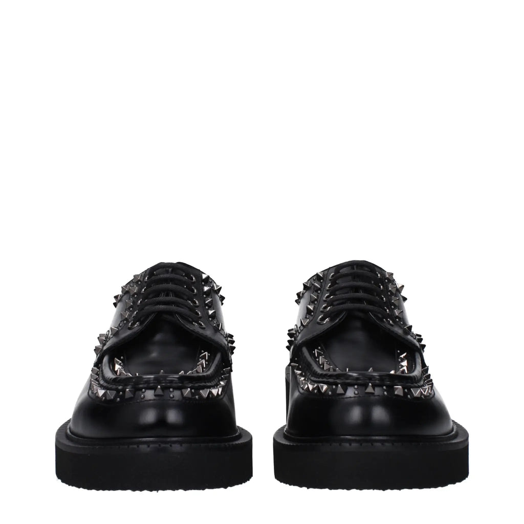 Valentino Garavani Black Leather Oxfords And Derbies