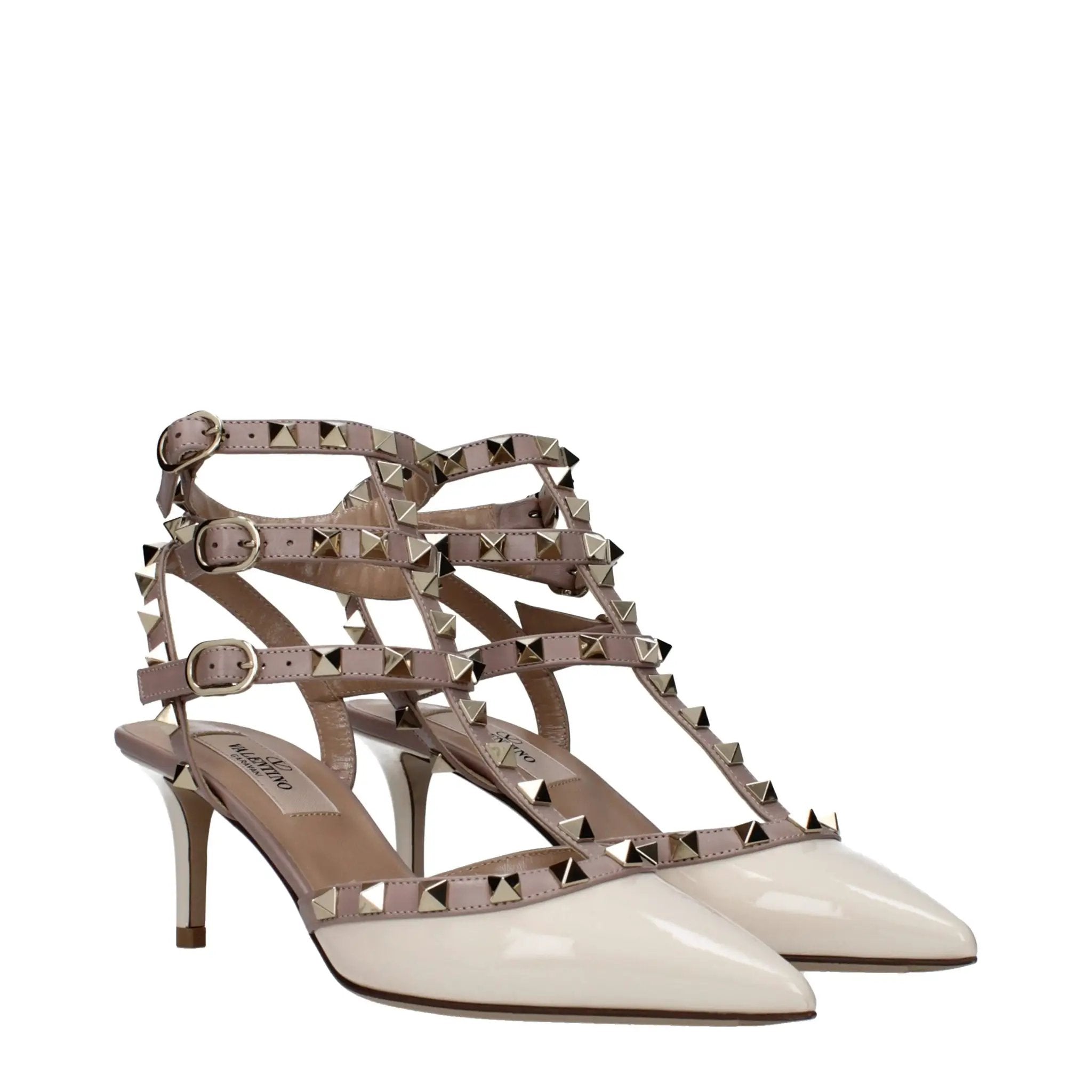 Escarpins à talons hauts en cuir beige Valentino Garavani