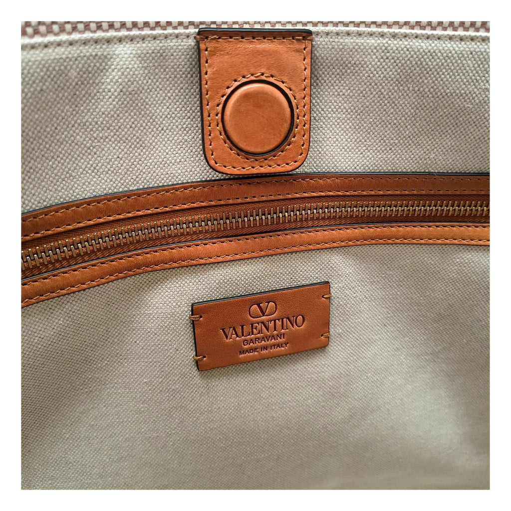 Women’s Beige Fabric Handbag – Valentino Garavani Vintage Effect Logo Bag