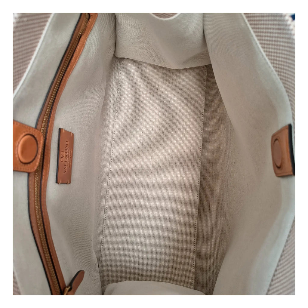 Women’s Beige Fabric Handbag – Valentino Garavani Vintage Effect Logo Bag