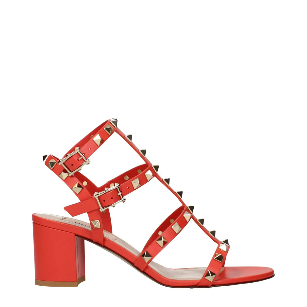 Valentino Garavani Orange Leather Platform Sandals