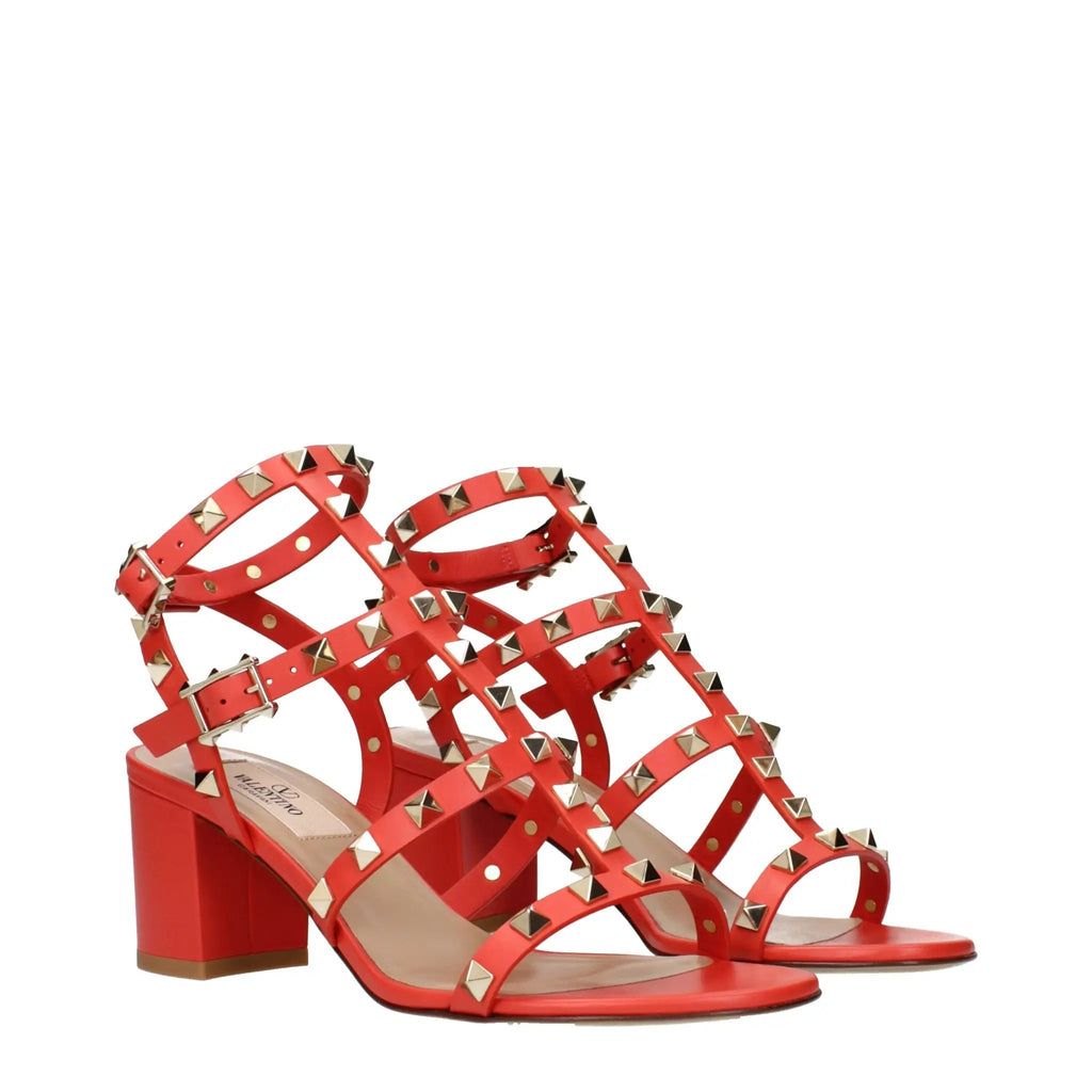 Valentino Garavani Orange Leather Platform Sandals