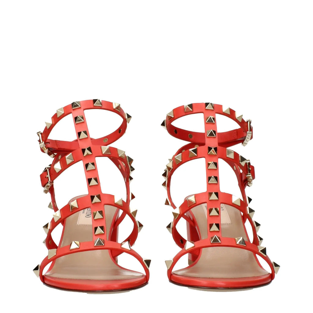 Valentino Garavani Orange Leather Platform Sandals