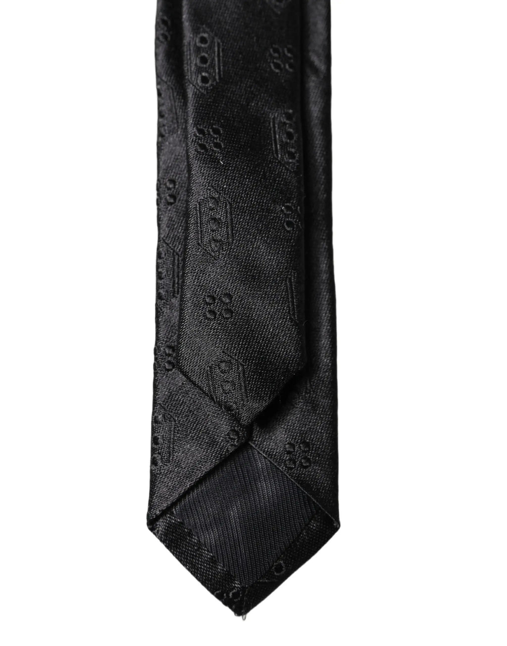 Dolce & Gabbana Black Patterned 100% Silk Adjustable Men Necktie Tie