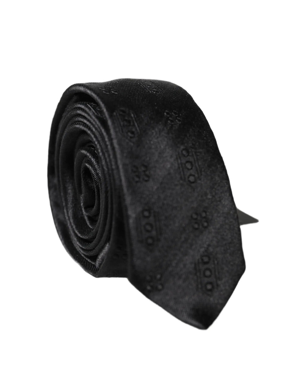 Dolce & Gabbana Black Patterned 100% Silk Adjustable Men Necktie Tie