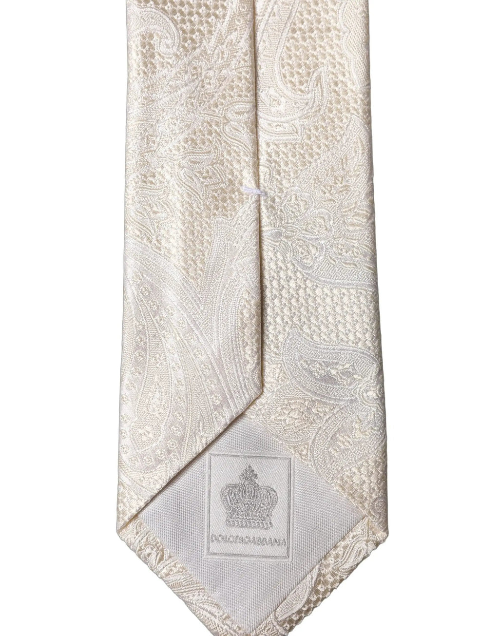 Cravate homme ajustable Dolce & Gabbana en soie florale blanc cassé