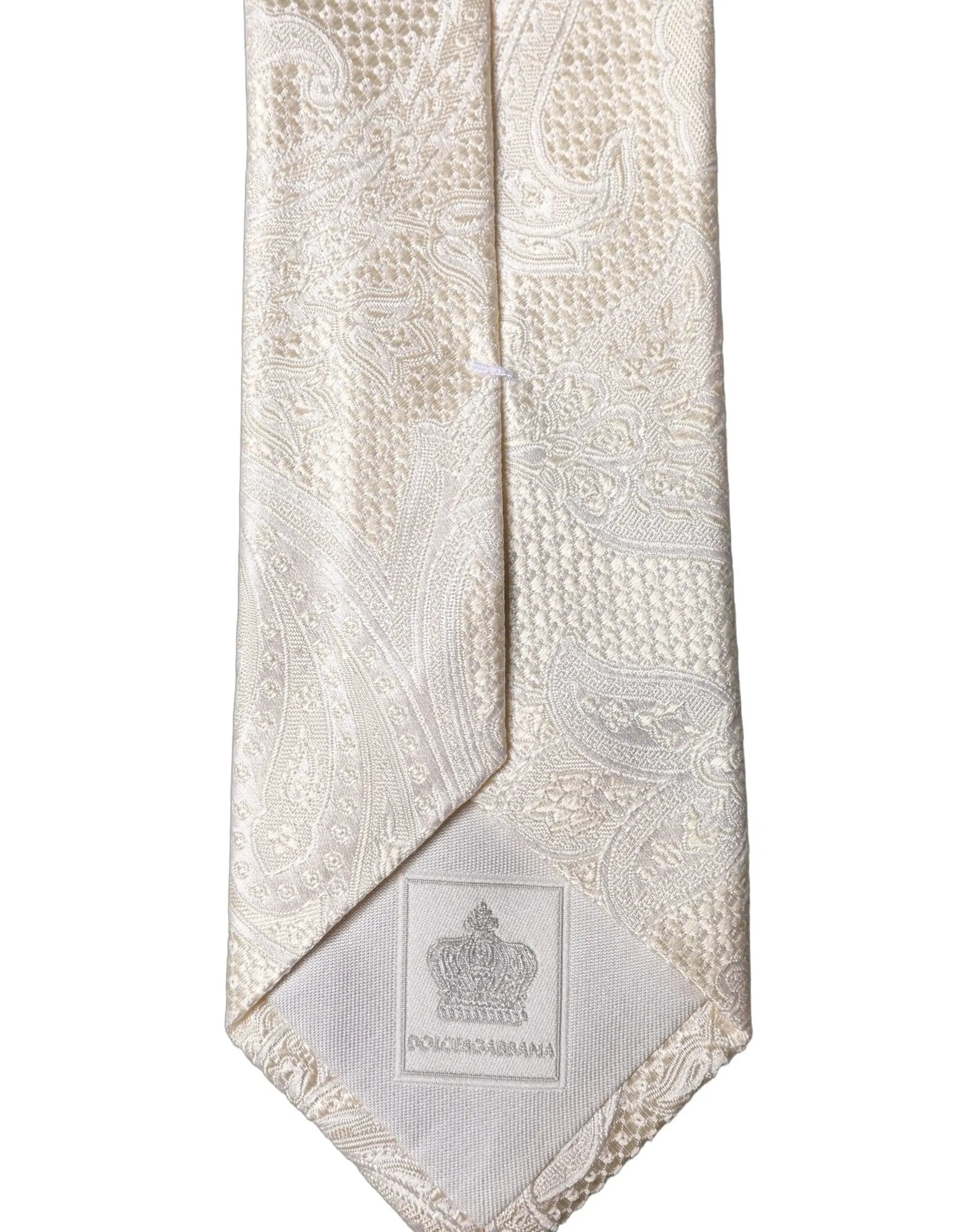 Cravate homme ajustable Dolce & Gabbana en soie florale blanc cassé