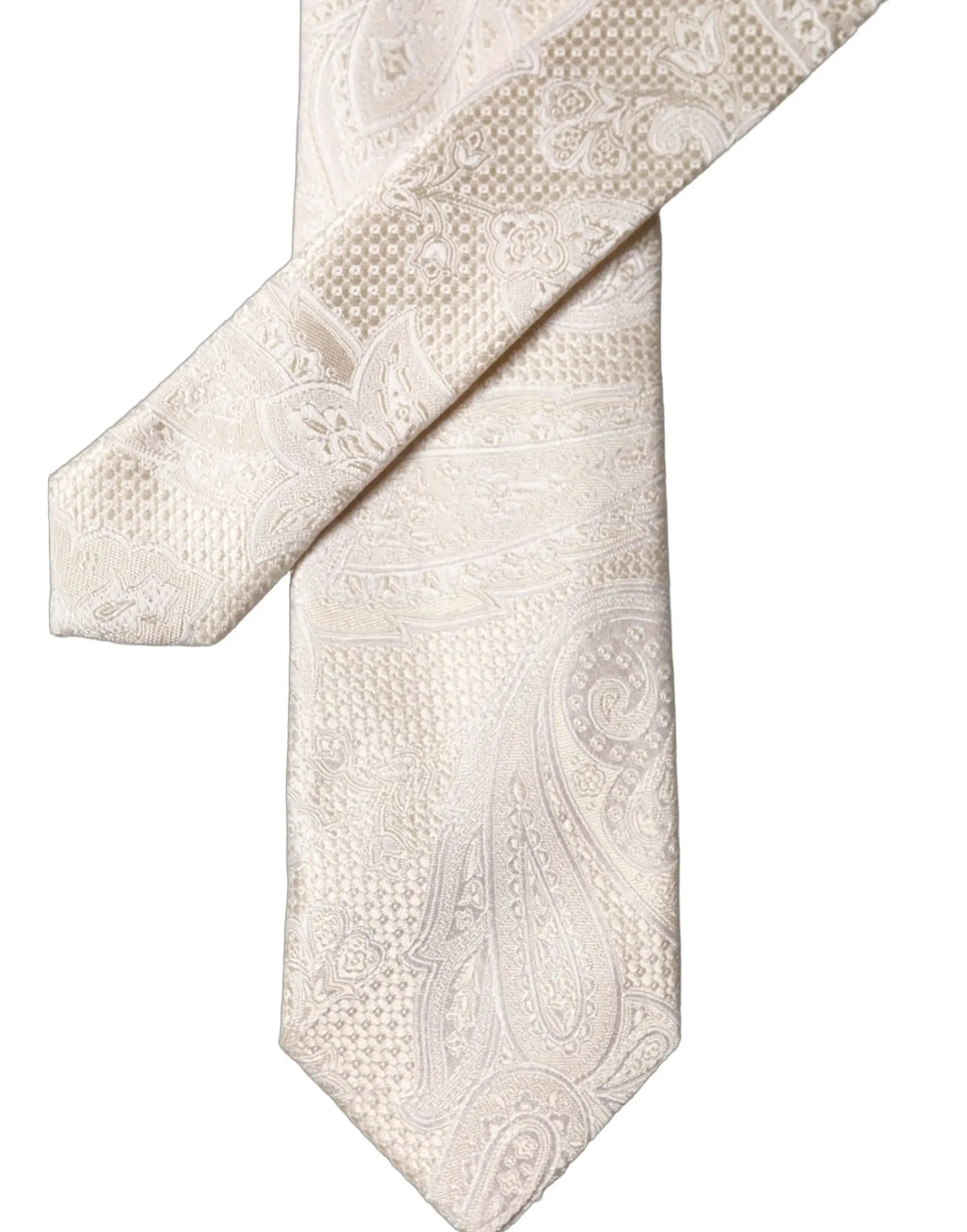 Cravate homme ajustable Dolce & Gabbana en soie florale blanc cassé