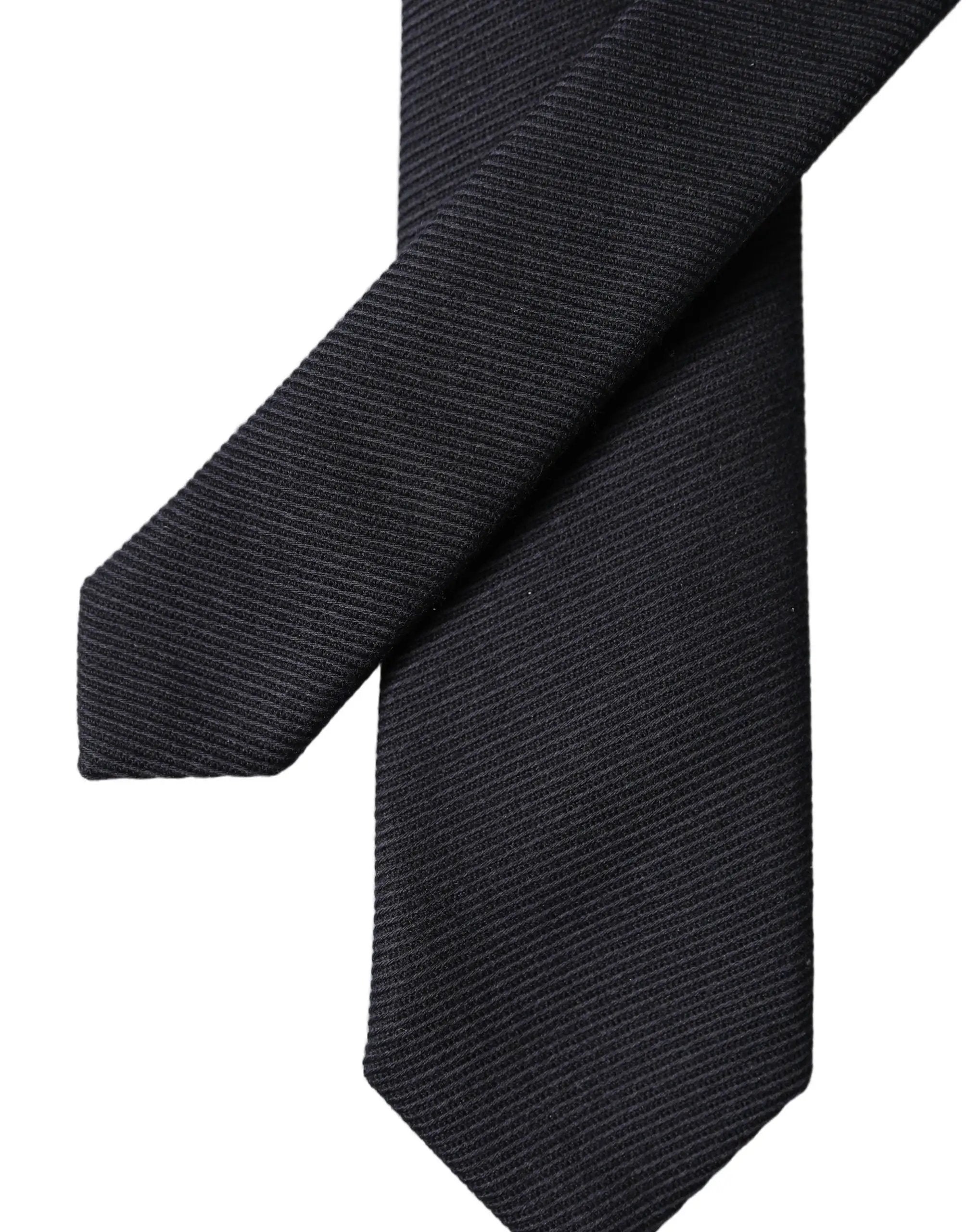 Dolce & Gabbana Black Solid 100% Silk Adjustable Men Tied Necktie Tie