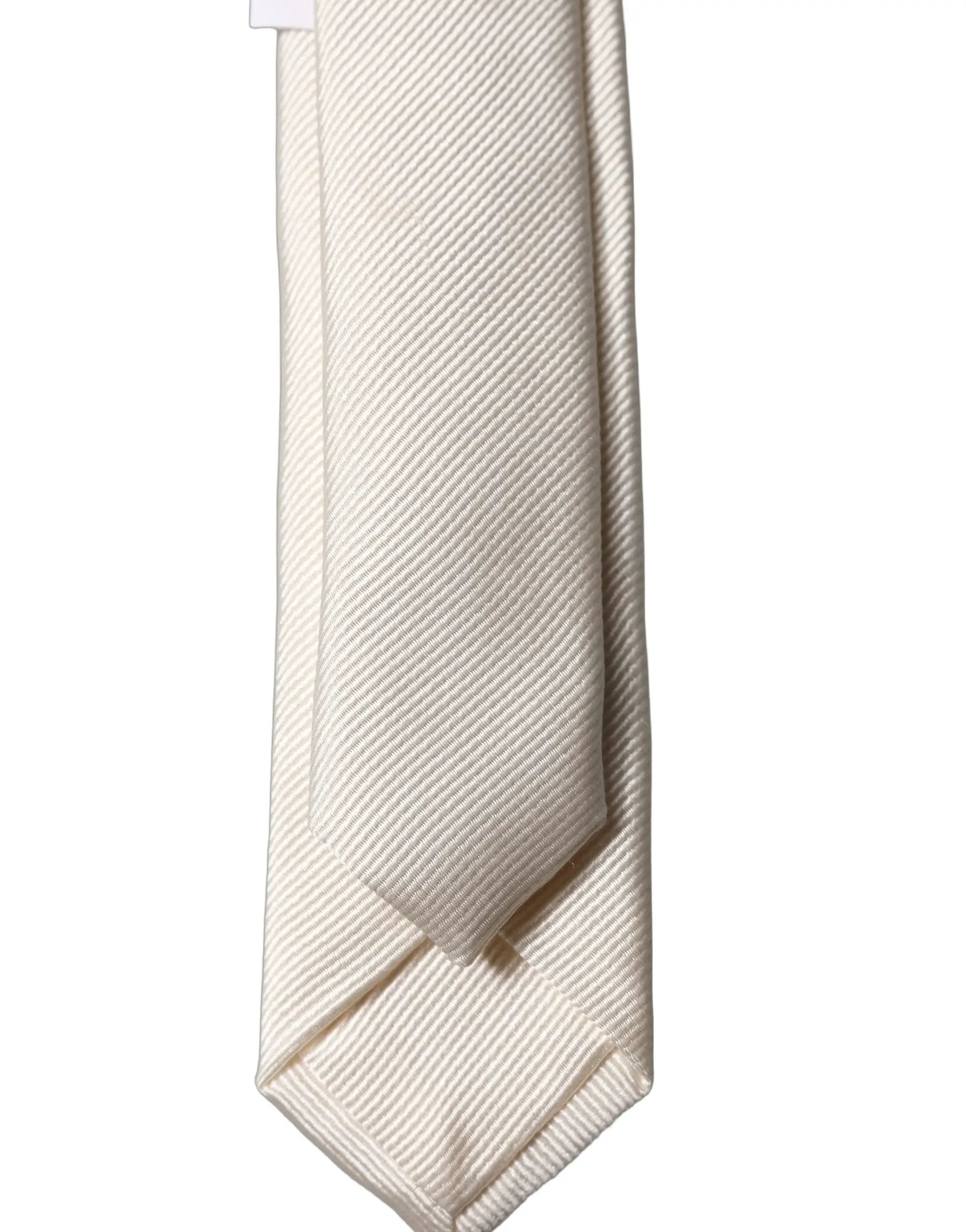 Cravate Dolce & Gabbana blanc cassé unie 100 % soie, ajustable pour homme