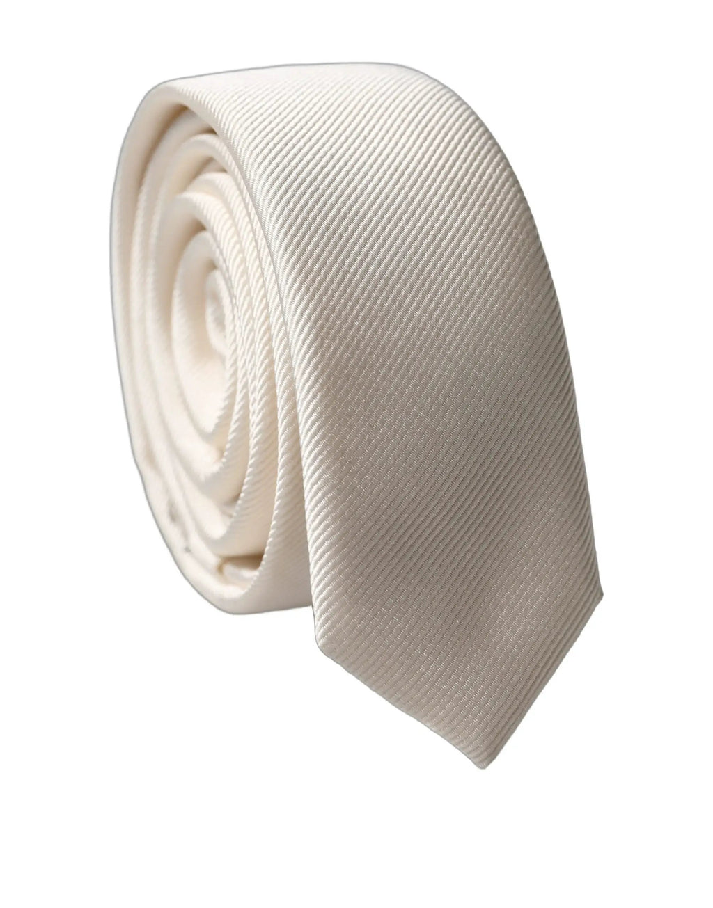 Cravate Dolce & Gabbana blanc cassé unie 100 % soie, ajustable pour homme