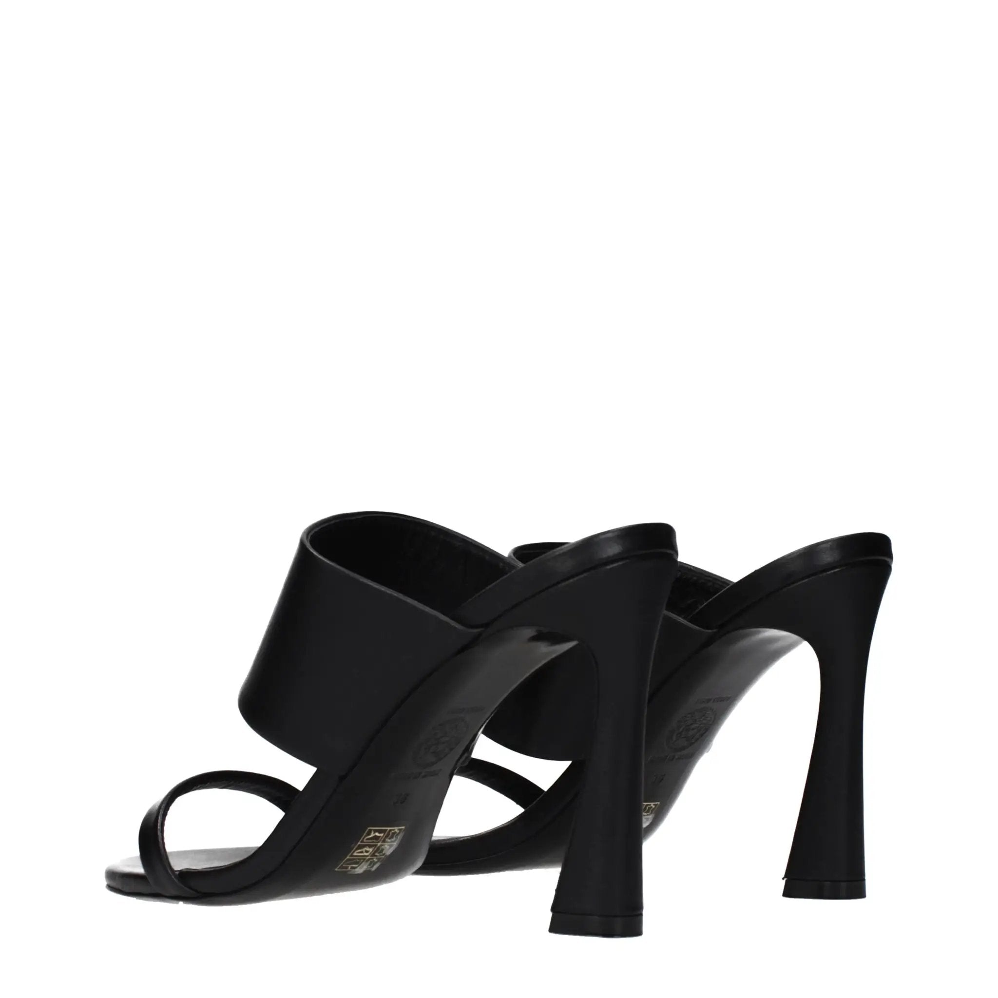 Versace Black Leather Stiletto Heel Sandals