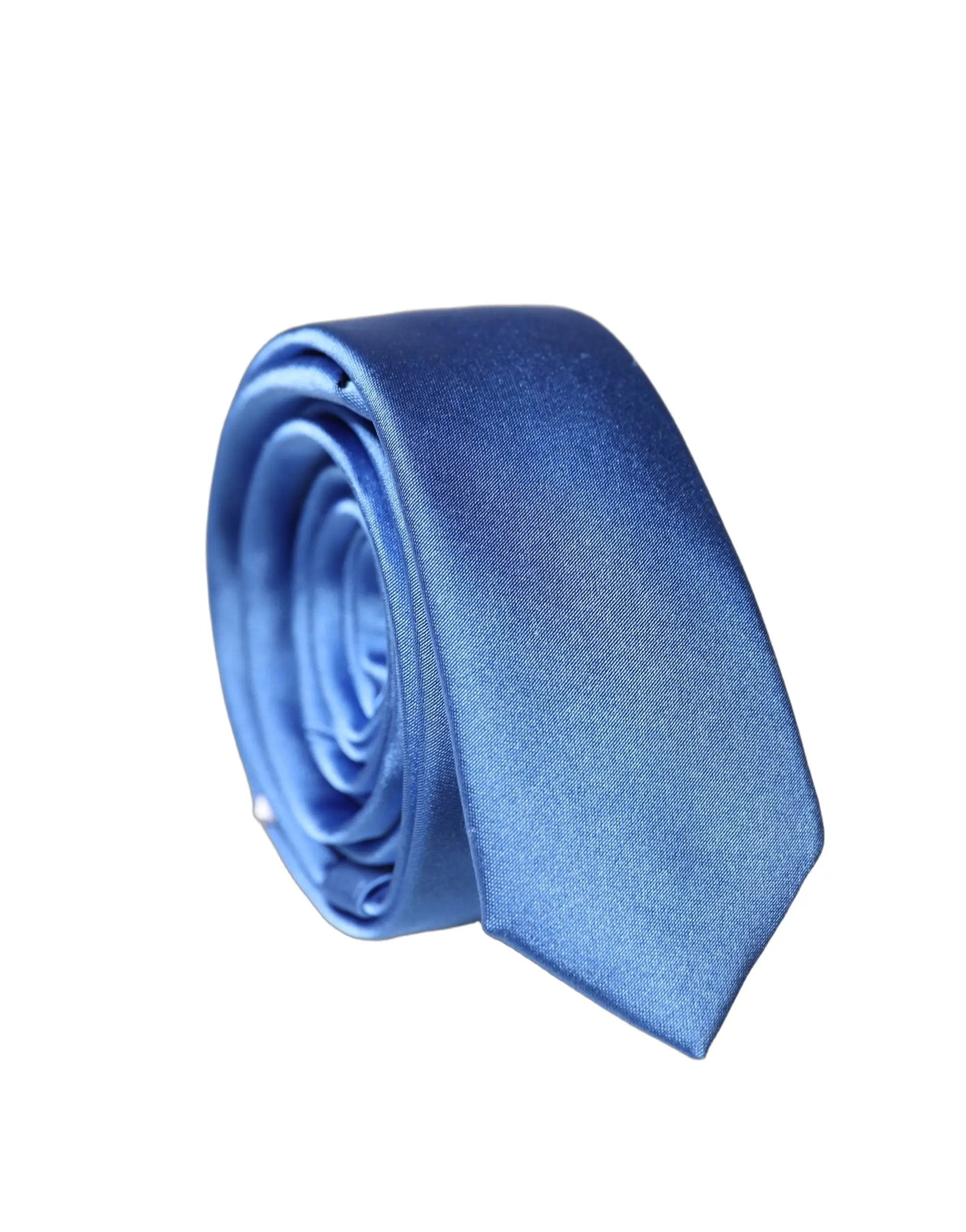 Dolce & Gabbana Blue Satin 100% Silk Adjustable Men Tied Necktie Tie