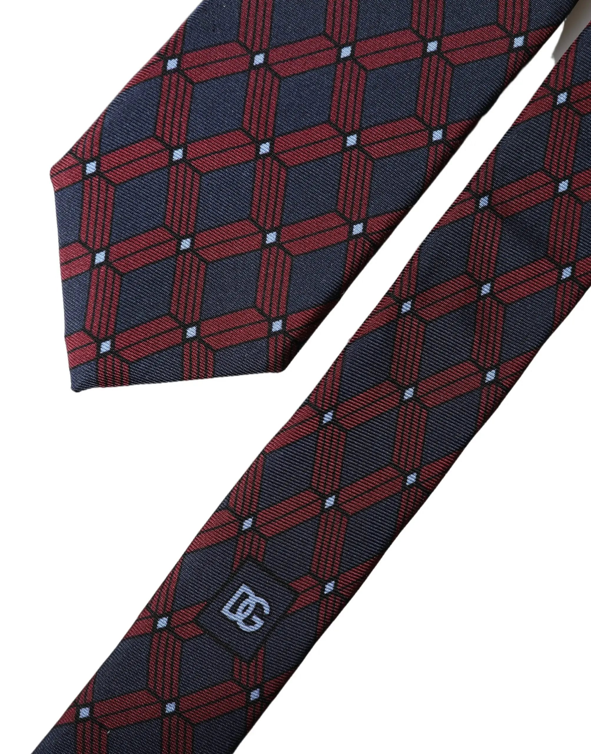 Cravate homme réglable en 100 % soie à motifs bleus et rouges Dolce & Gabbana