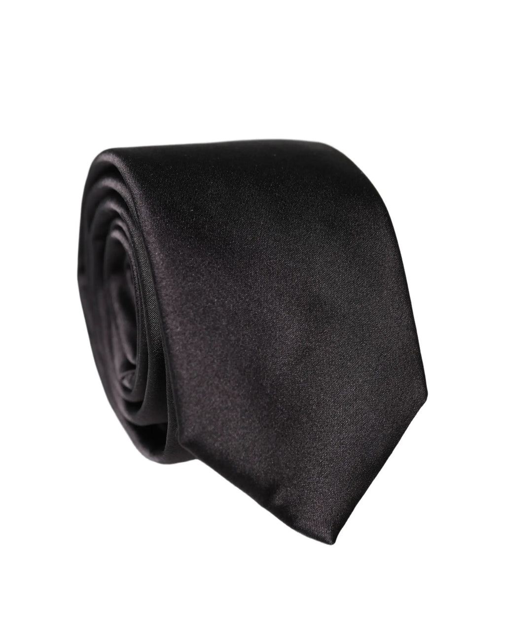 Cravate pour homme large réglable en satin de soie uni noir Dolce & Gabbana