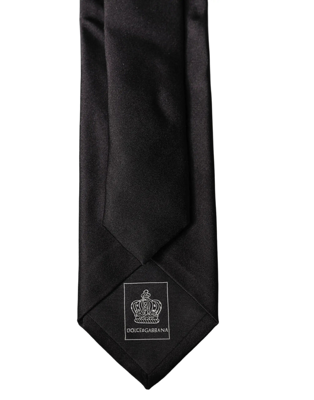 Cravate pour homme large réglable en satin de soie uni noir Dolce & Gabbana