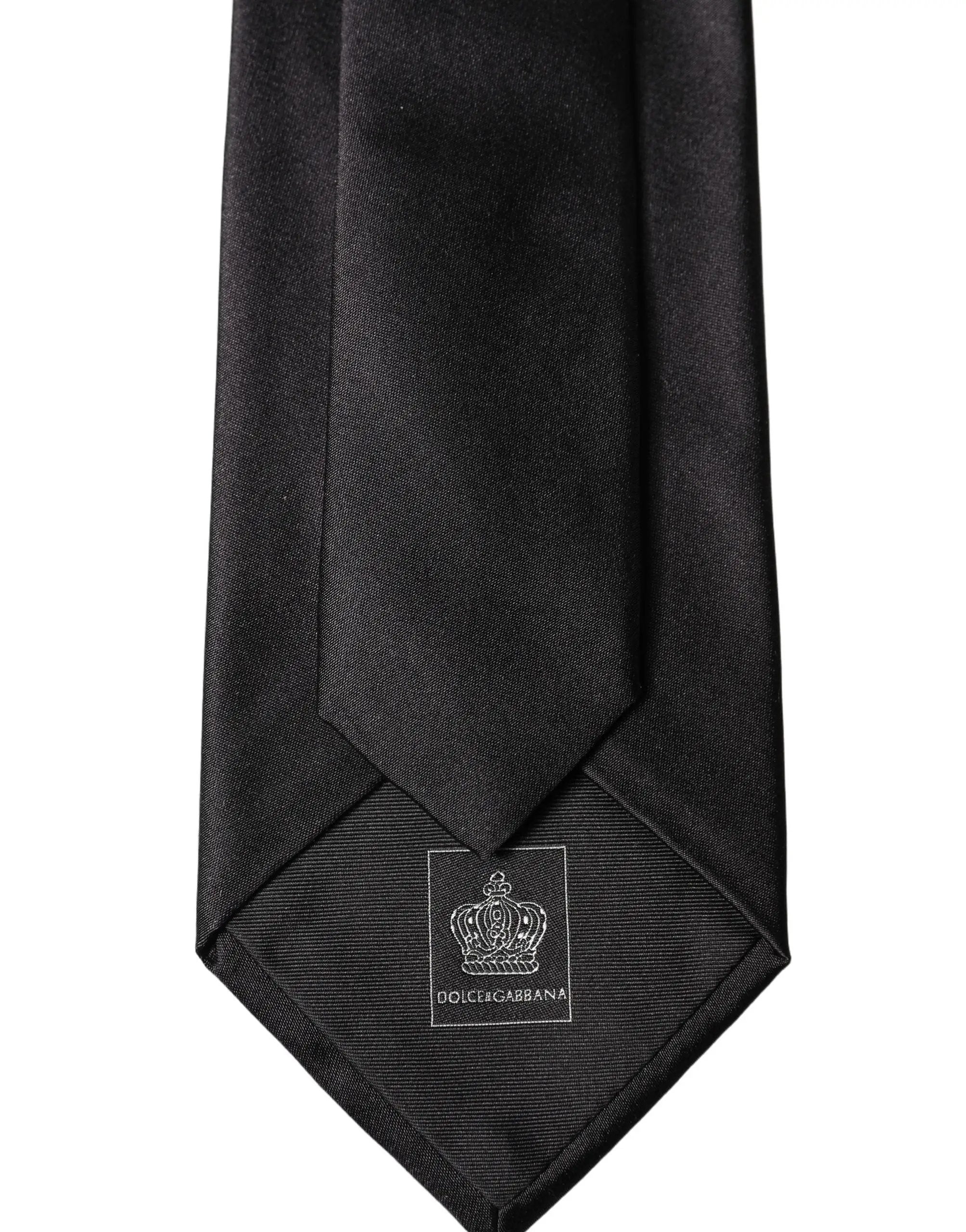 Dolce & Gabbana Black Satin 100% Silk Adjustable Women Tied Necktie Tie