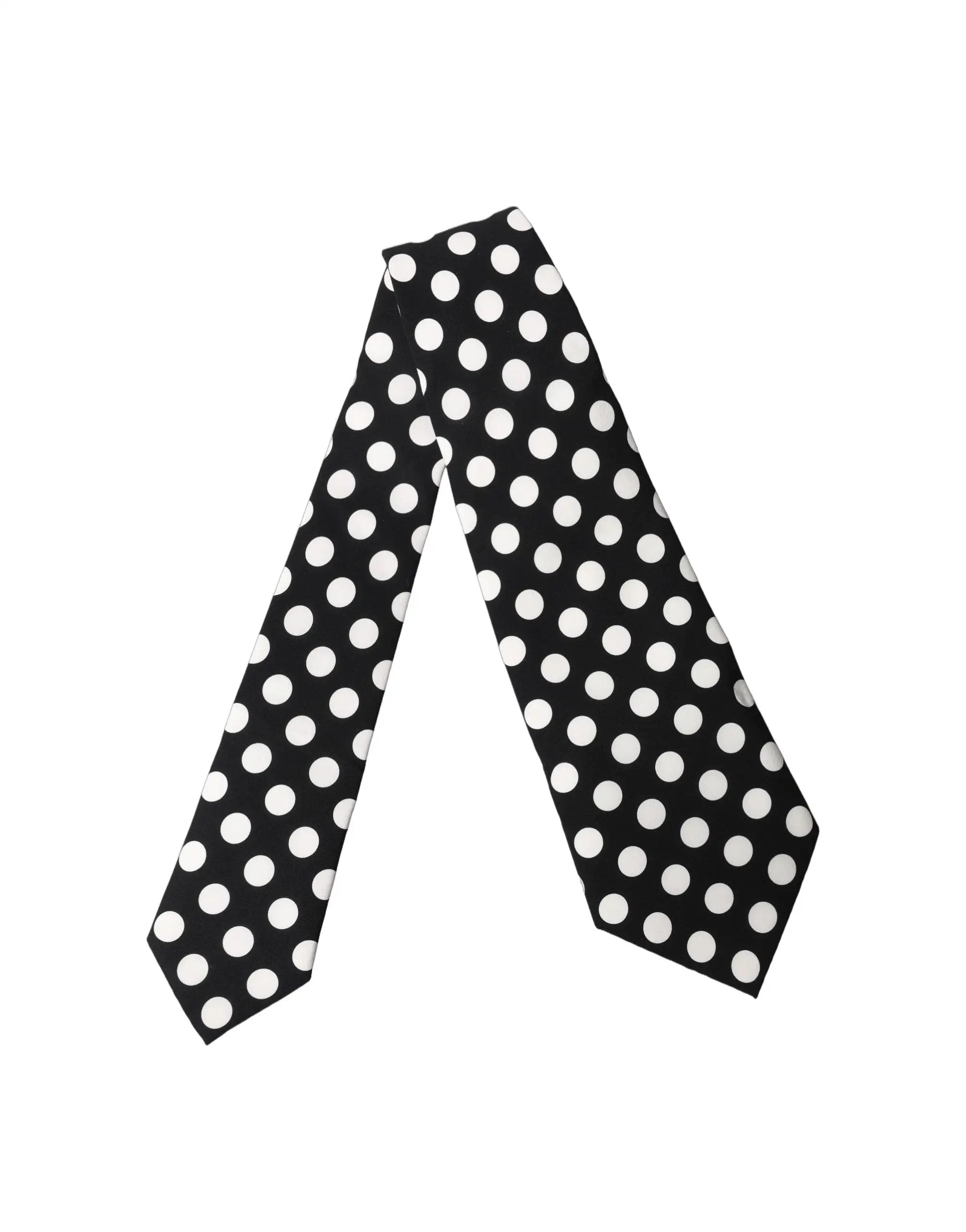 Dolce & Gabbana Black White Polka Dot Silk Adjustable Women Necktie Tie