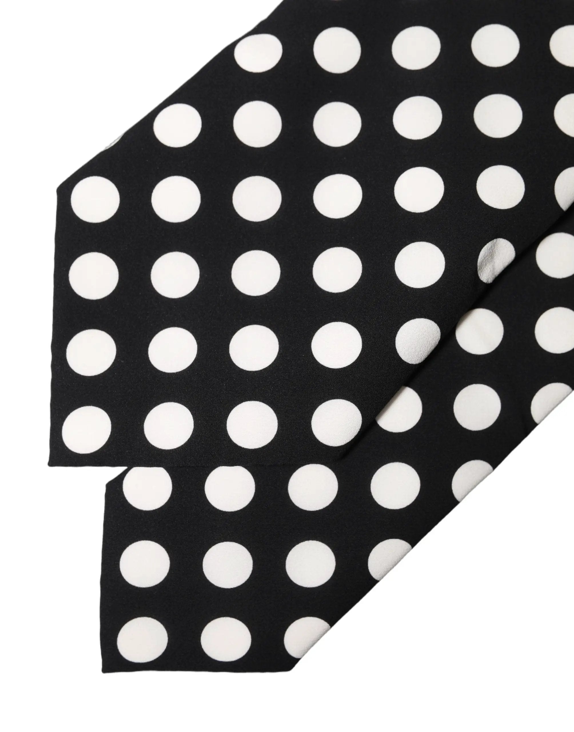 Dolce & Gabbana Black White Polka Dot Silk Adjustable Women Necktie Tie