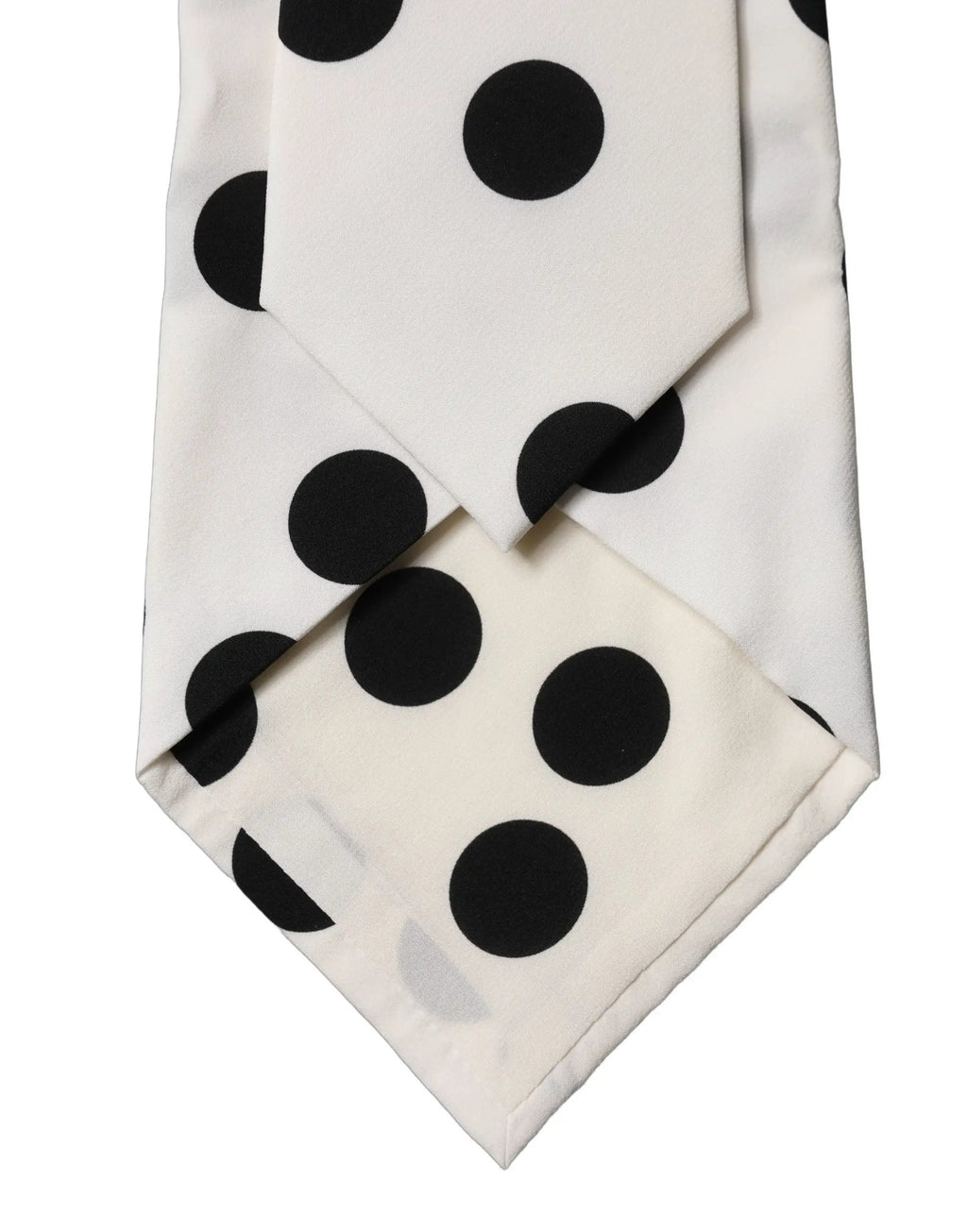 Dolce & Gabbana White Black Polka Dot Silk Adjustable Women Necktie Tie