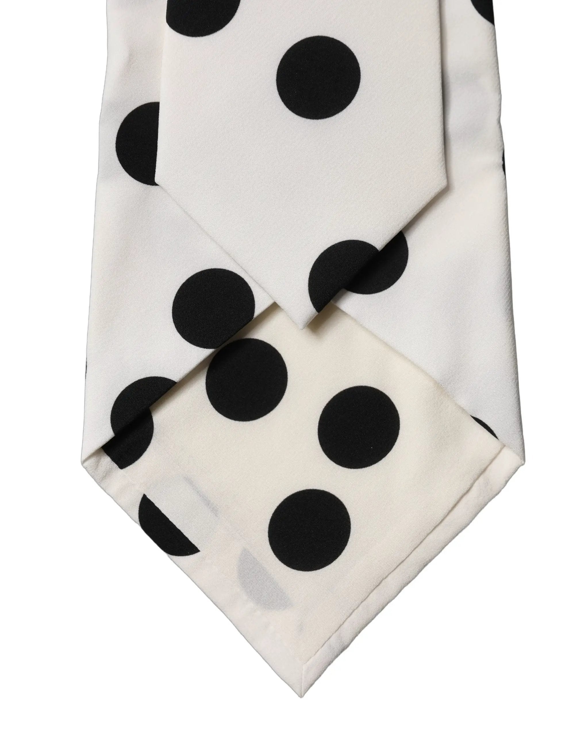 Dolce & Gabbana White Black Polka Dot Silk Adjustable Women Necktie Tie