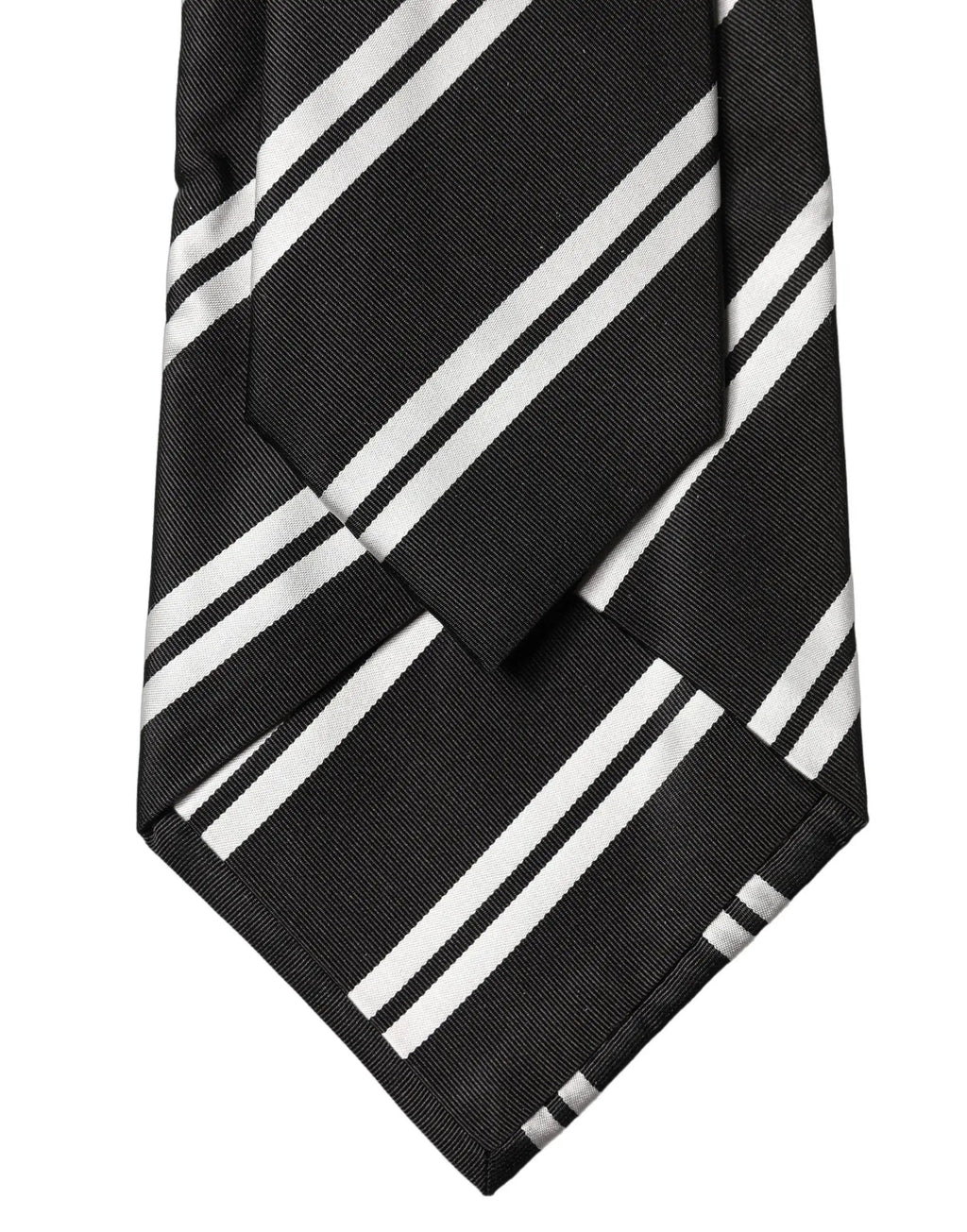 Dolce & Gabbana Black White Stripes Silk Adjustable Women Necktie Tie