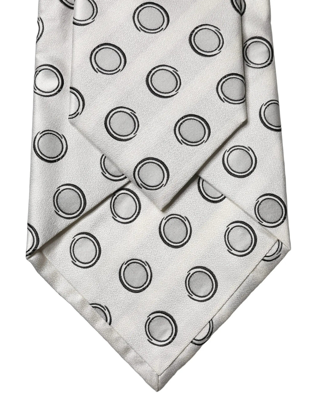 Dolce & Gabbana White Gray Polka Dot Silk Adjustable Women Necktie Tie