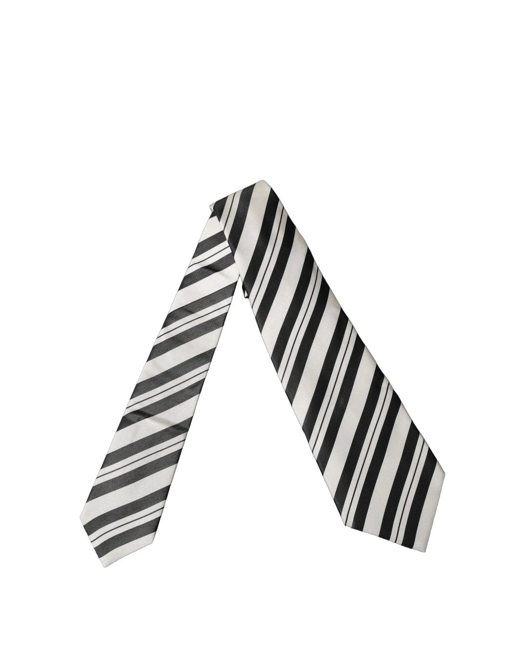 Dolce & Gabbana Black White Stripes Silk Adjustable Women Necktie Tie