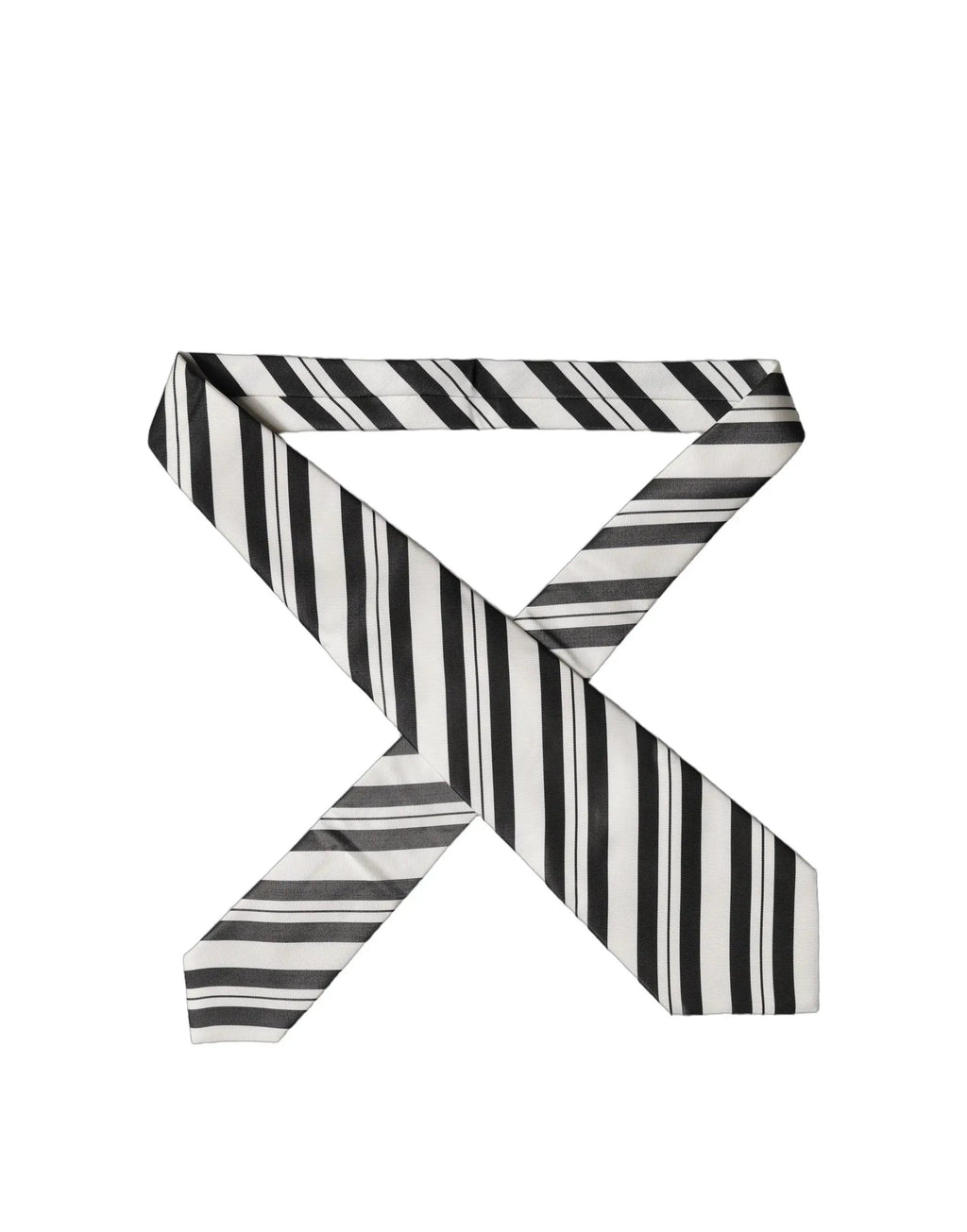 Dolce & Gabbana Black White Stripes Silk Adjustable Women Necktie Tie