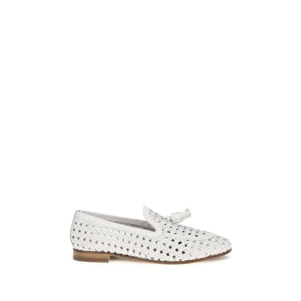 Fratelli Rossetti White Calf Leather Bos Taurus Slip-On Loafers