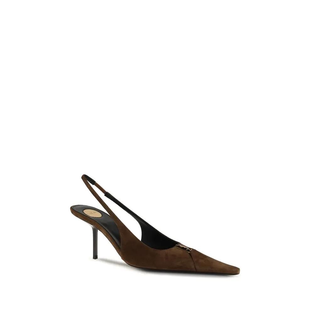 Escarpins à talons hauts Saint Laurent en cuir de veau marron