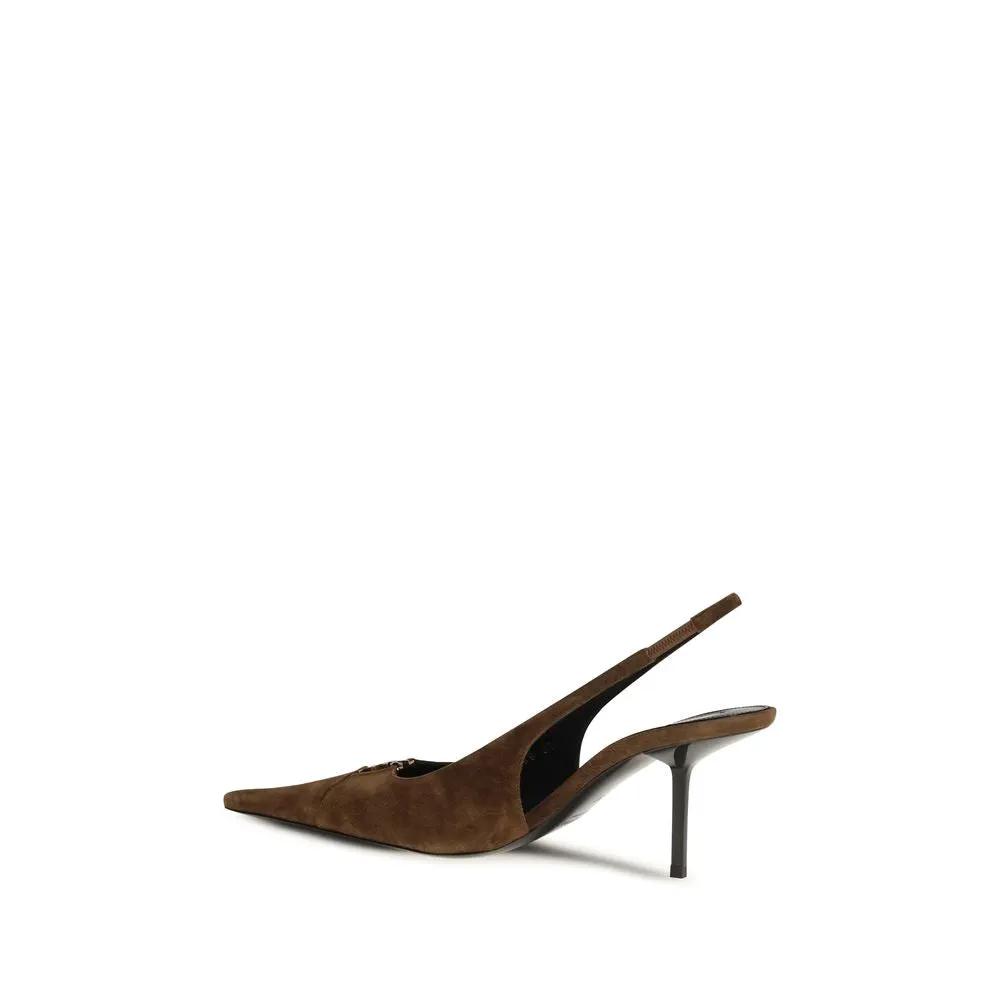 Escarpins à talons hauts Saint Laurent en cuir de veau marron