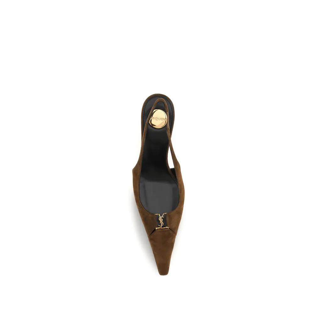 Escarpins à talons hauts Saint Laurent en cuir de veau marron
