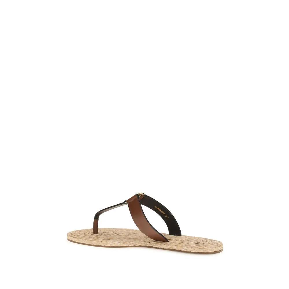 Saint Laurent Brown Calf Leather Bos Taurus Flat Sandals