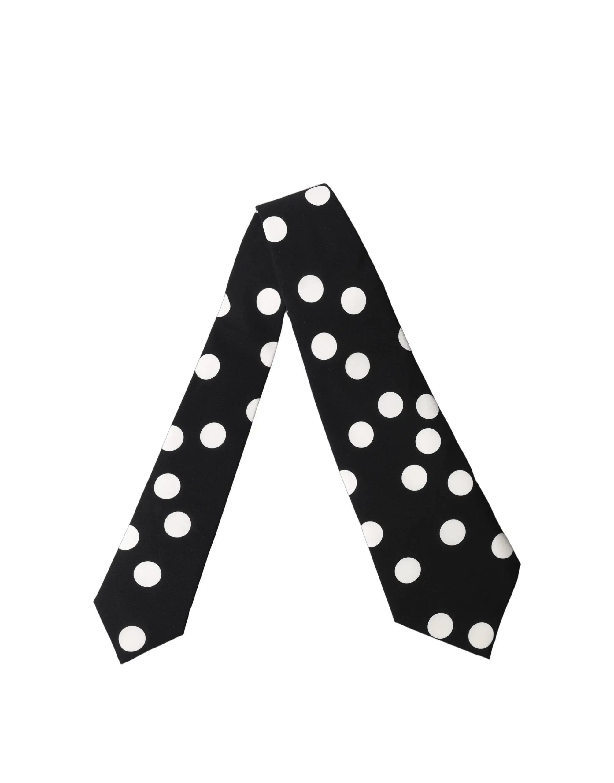 Dolce & Gabbana Black White Polka Dot Silk Adjustable Women Necktie Tie