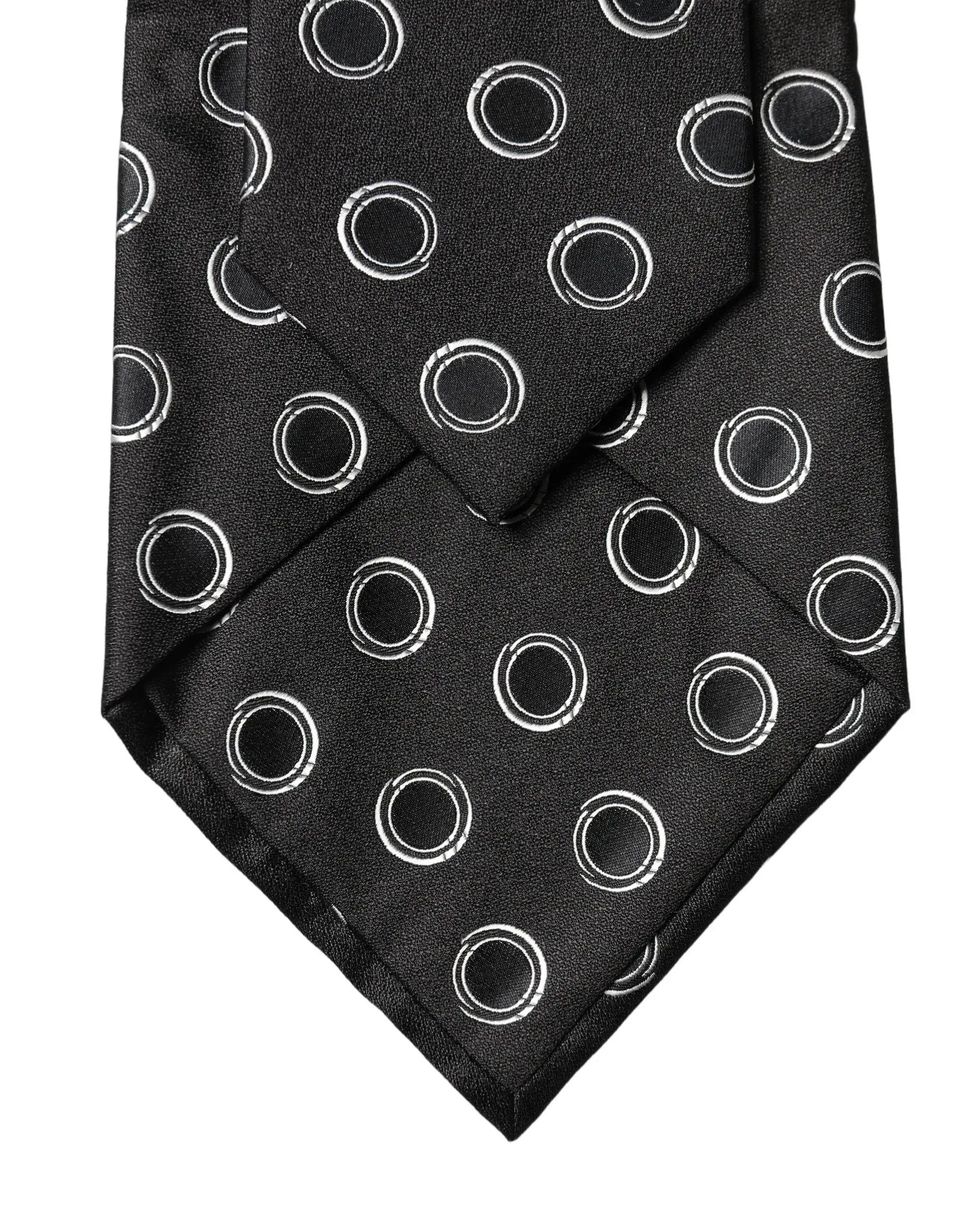 Dolce & Gabbana Black White Polka Dot Silk Adjustable Women Necktie Tie