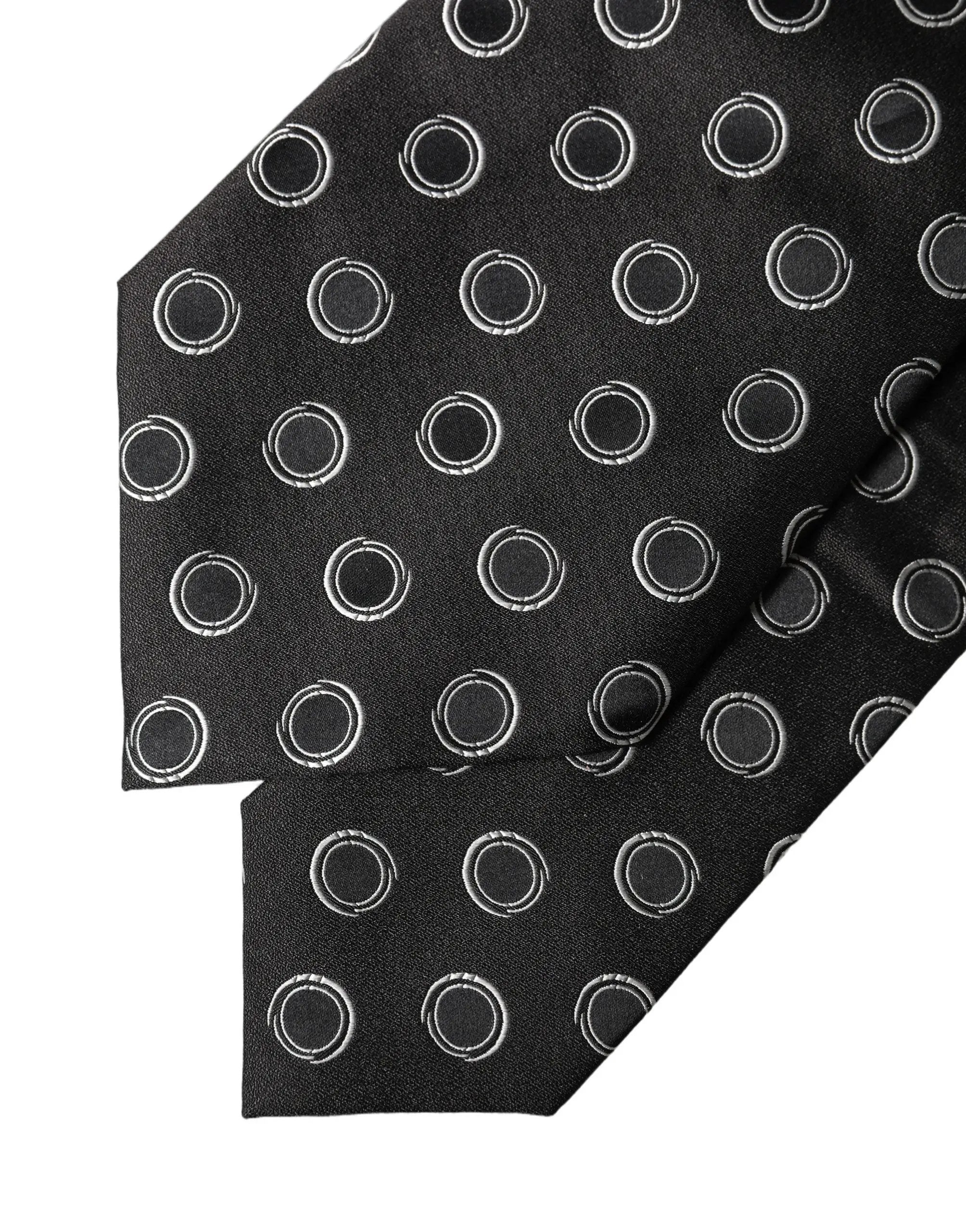 Dolce & Gabbana Black White Polka Dot Silk Adjustable Women Necktie Tie