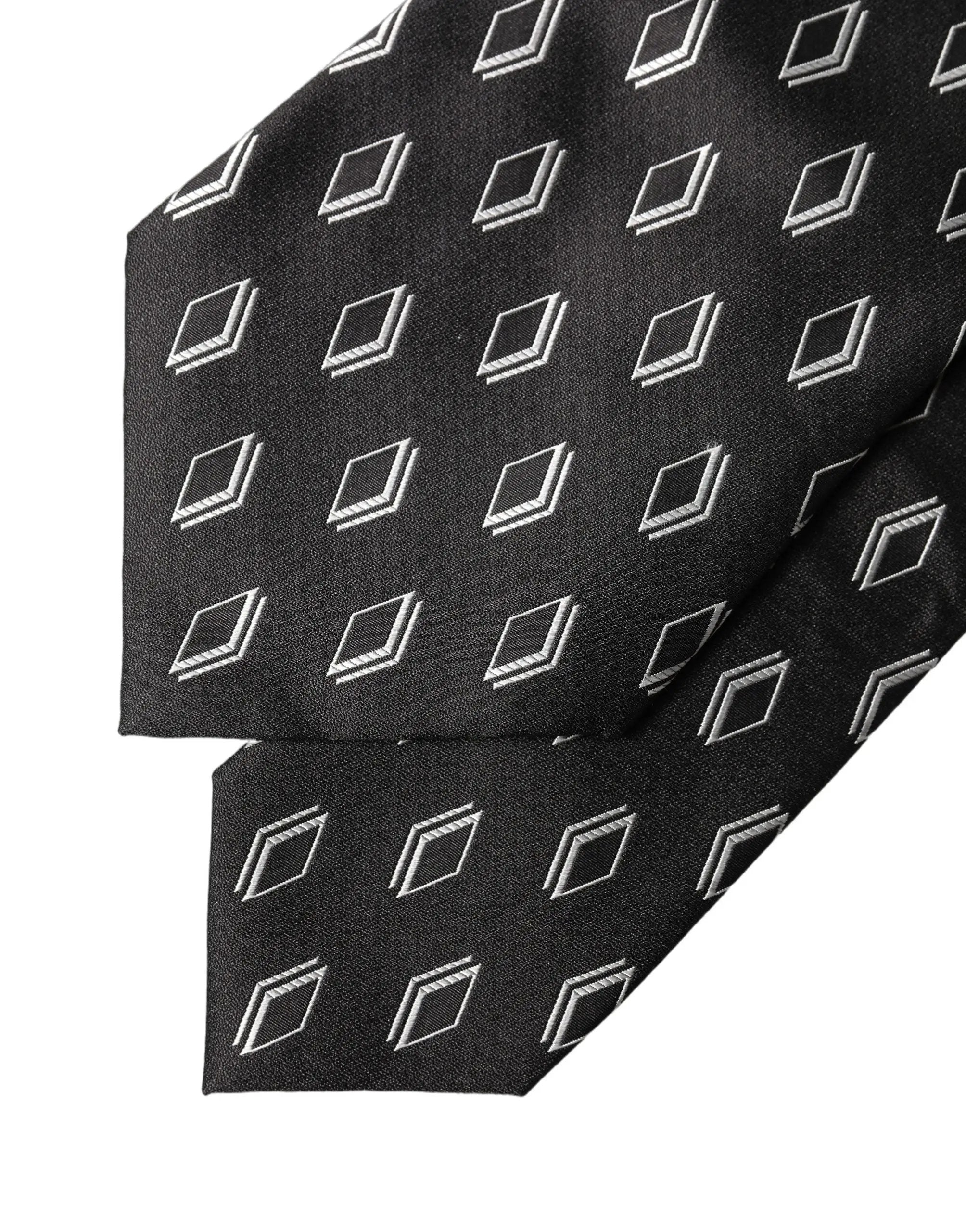 Dolce & Gabbana Black Patterned Silk Adjustable Women Tied Necktie Tie