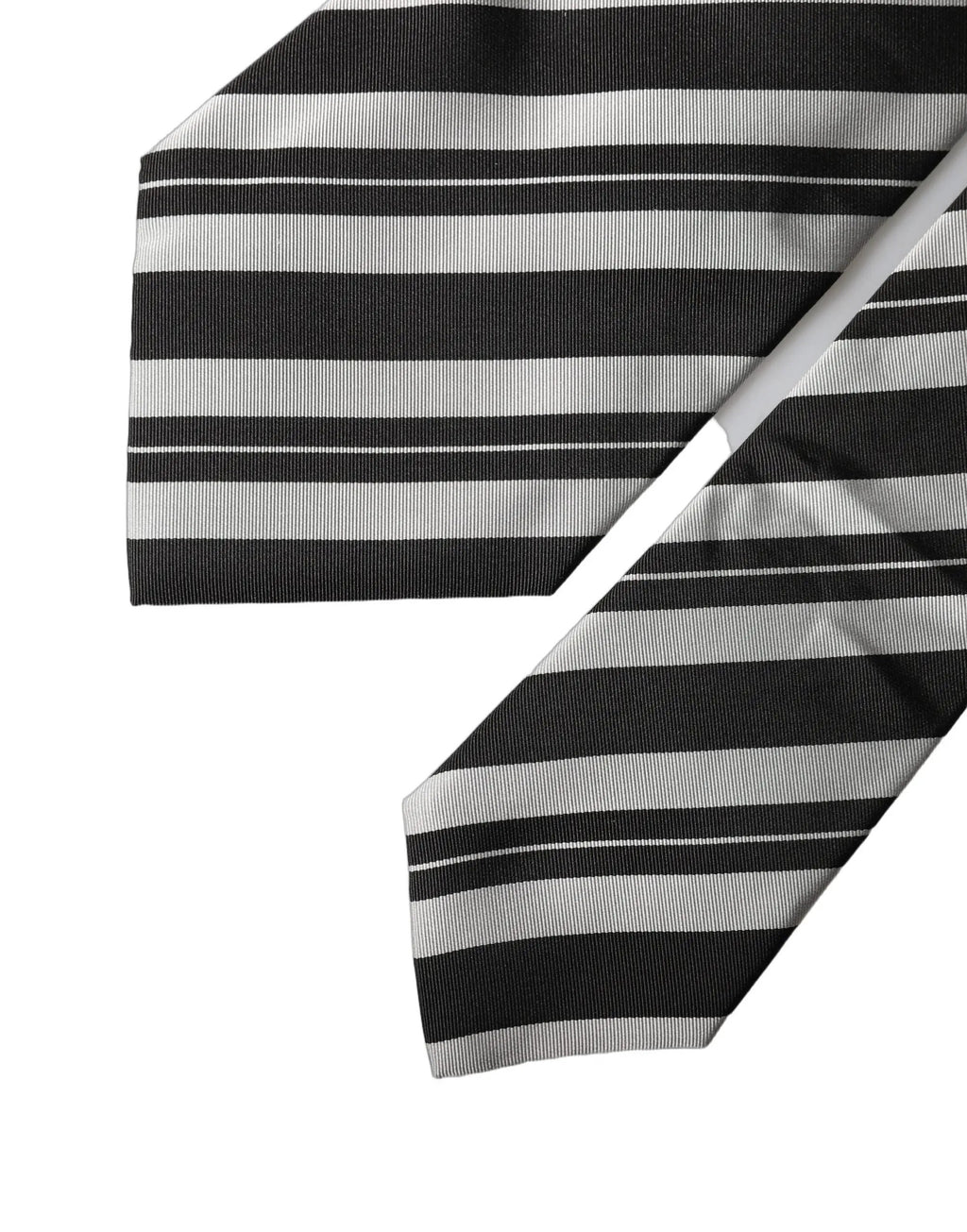 Dolce & Gabbana Black White Stripes Silk Adjustable Women Necktie Tie