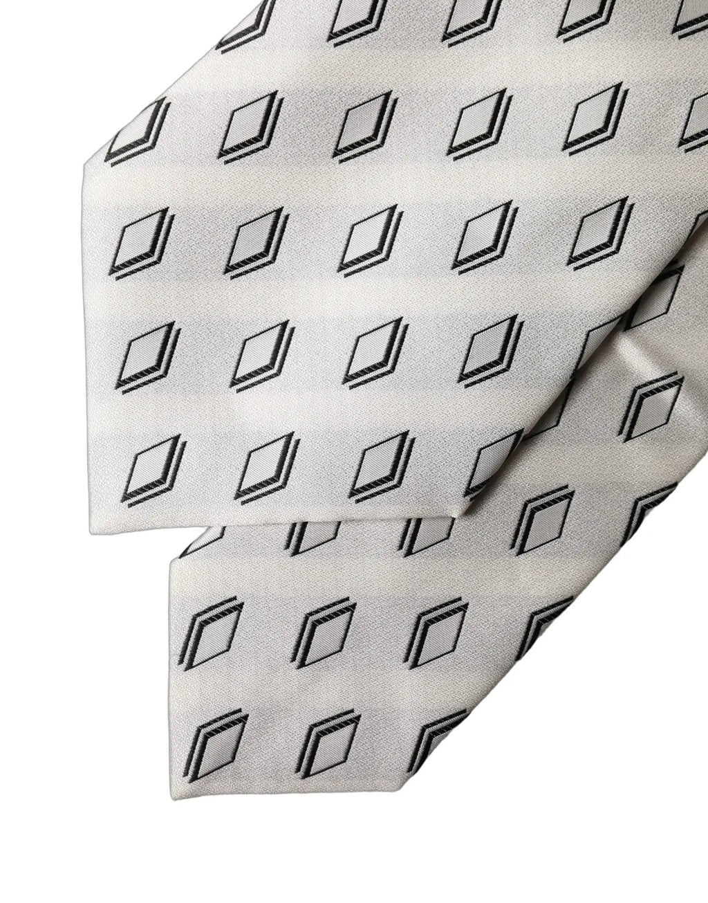 Dolce & Gabbana White Patterned Silk Adjustable Women Tied Necktie Tie