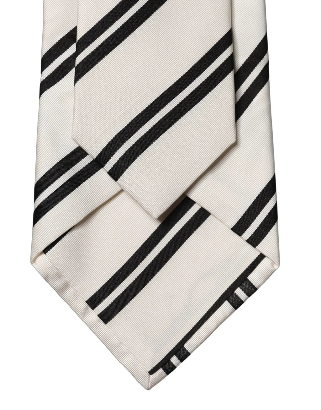 Dolce & Gabbana White Black Stripes Silk Adjustable Women Necktie Tie