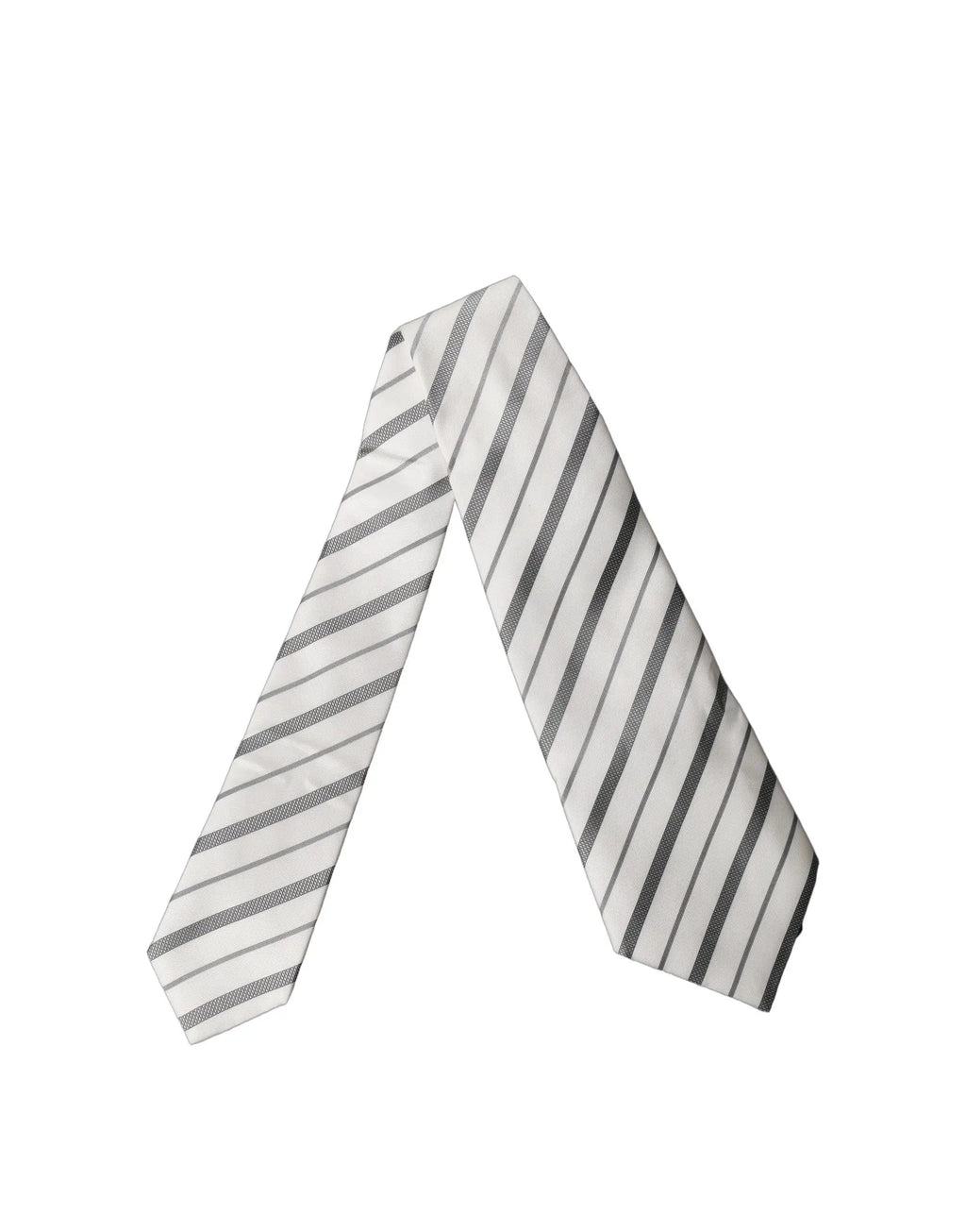 Dolce & Gabbana Black White Stripes Silk Adjustable Women Necktie Tie