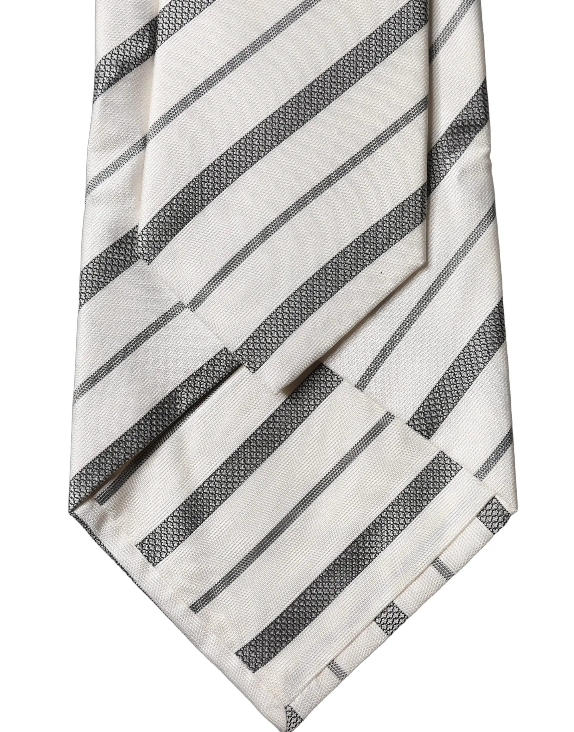 Dolce & Gabbana Black White Stripes Silk Adjustable Women Necktie Tie