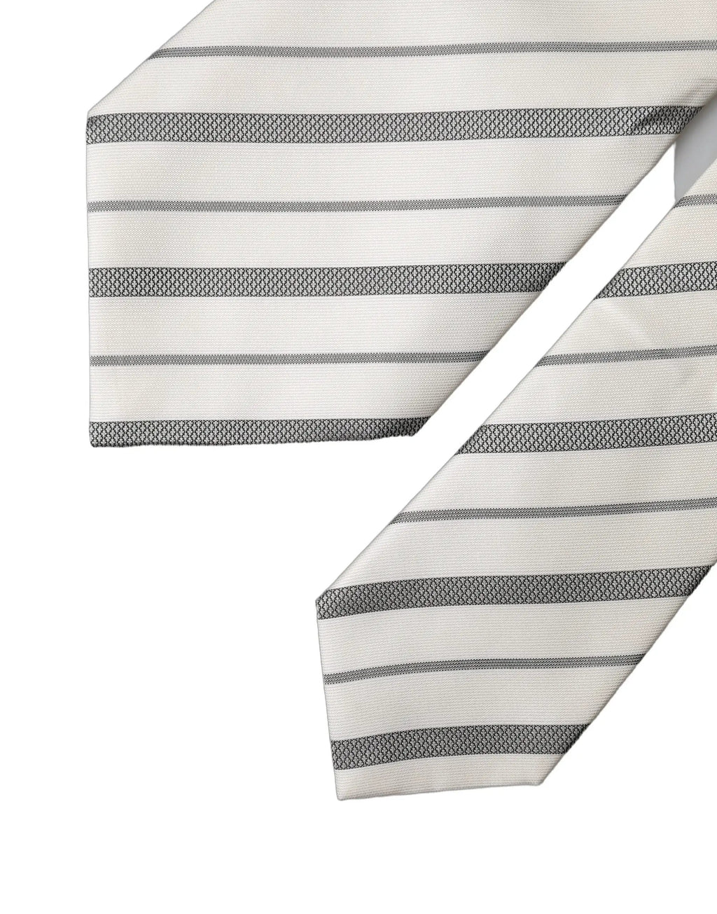 Dolce & Gabbana Black White Stripes Silk Adjustable Women Necktie Tie