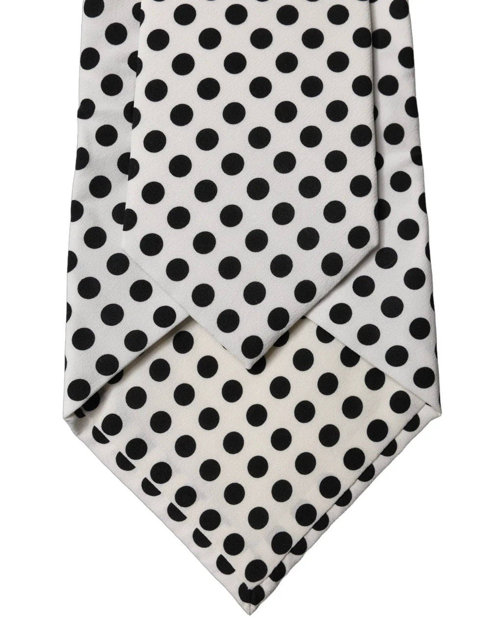 Dolce & Gabbana White Black Polka Dot Silk Adjustable Women Necktie Tie