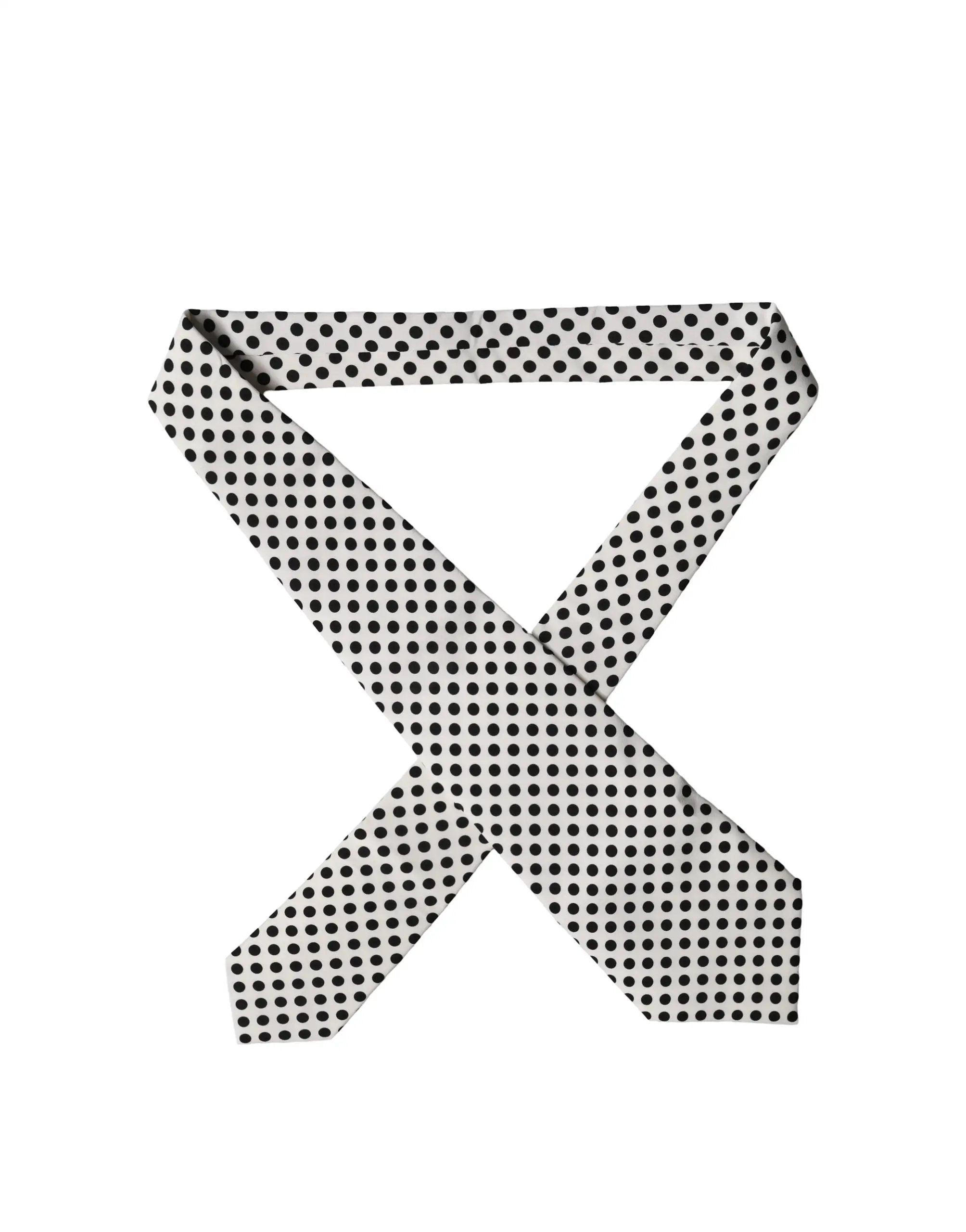 Dolce & Gabbana White Black Polka Dot Silk Adjustable Women Necktie Tie